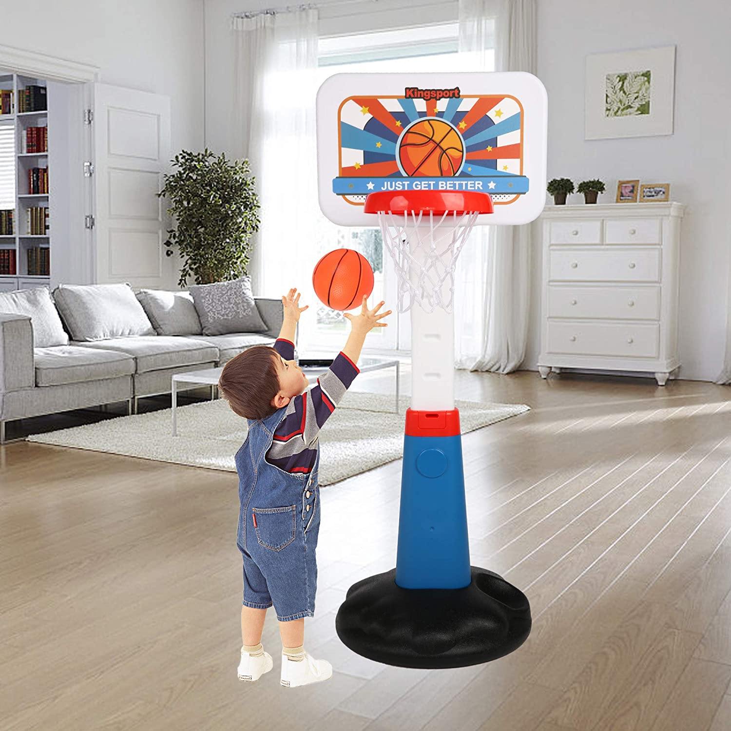 Basketball Hoop for Toddlers Kids Indoor and Outdoor Easy Score Basketball Goal Set Height Adjustable Basketball Stand, Easy to Assemble - Bosonshop