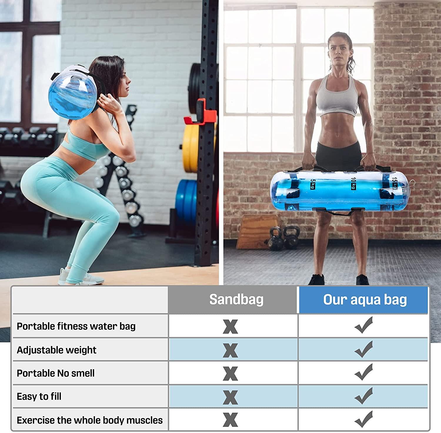 33LBS Water Power Bag Fitness Aqua Bags Weightlifting Body Building Sports Ultimate Core and Balance Workout - Portable Stability Fitness Equipment - Bosonshop