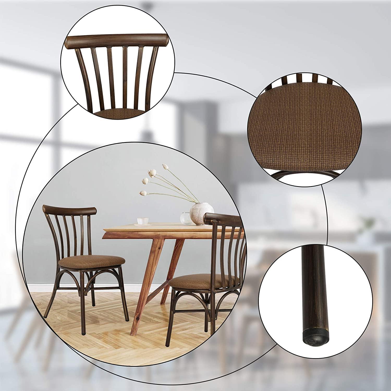 2 PCS Upholstered Dining Chairs Set, Aluminum Frame With Wood Finish, Modern PU Seat Style Suitable For Home And Restaurant Use, Coffee - Bosonshop