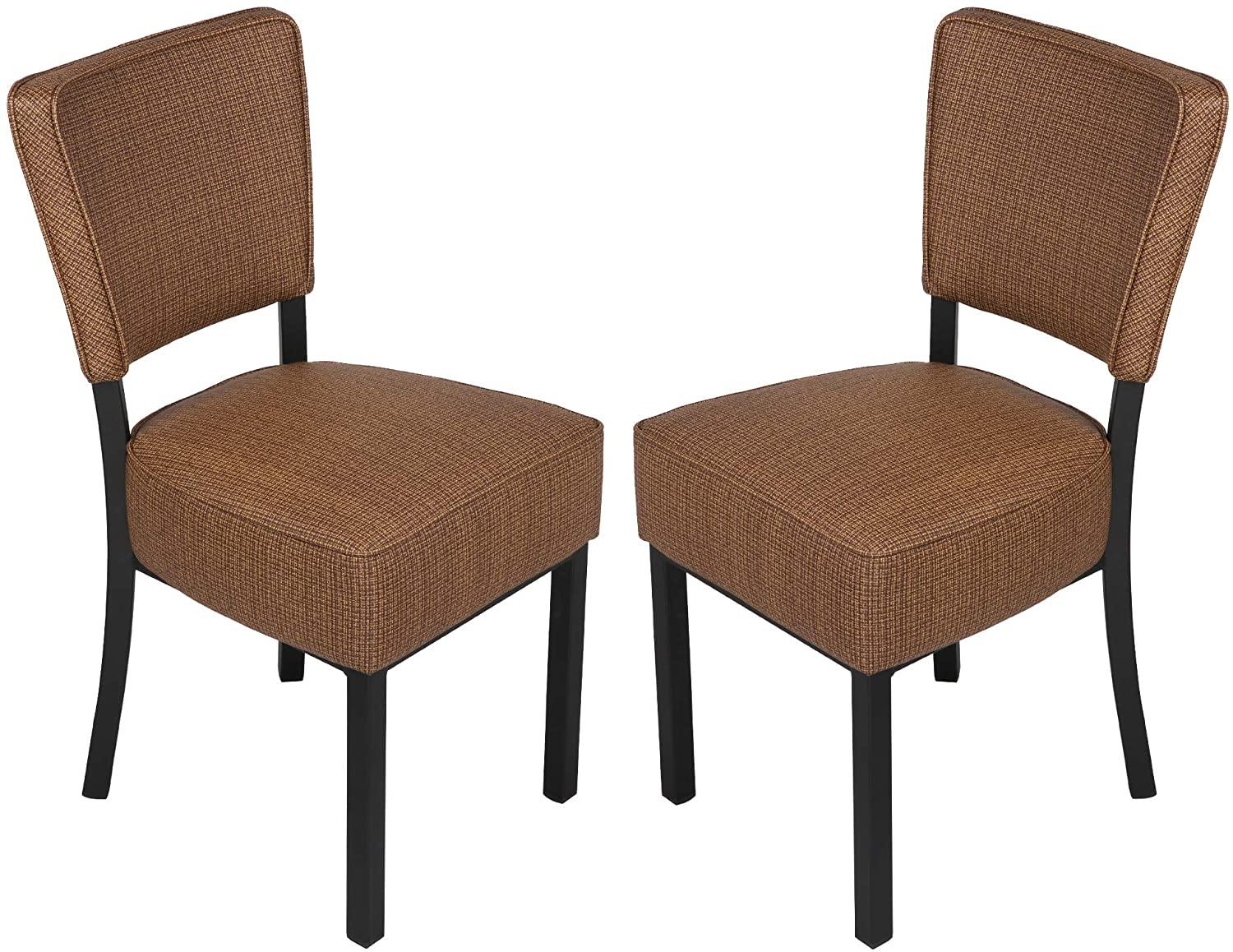 Classic Dining Chair Set of 2, Modern Style Family Leisure Chair with Stainless Steel Legs, PU Leather High Back Side Chair, Coffee - Bosonshop