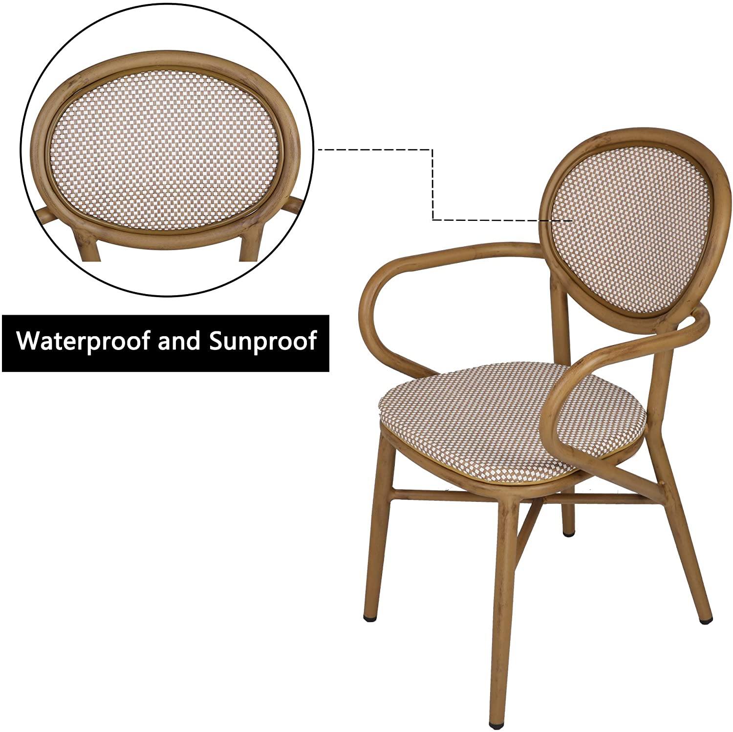 Outdoor Rattan Leisure Chairs Garden Patio Chair Set, Metal Chair Frame with Textilene Seat, Set of 4, Armless - Bosonshop