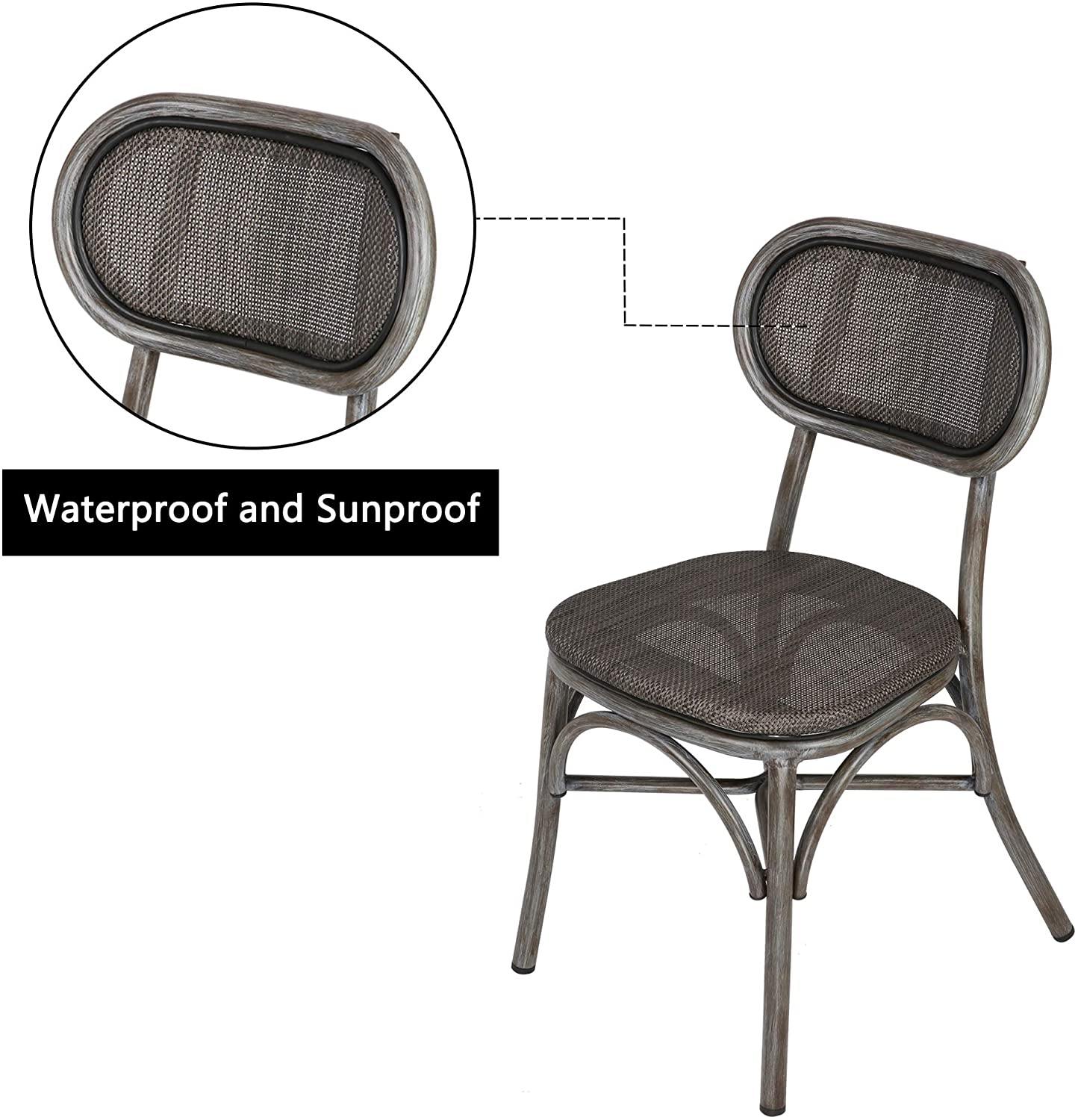 Outdoor Rattan Leisure Chairs Garden Patio Chair Set, Metal Chair Frame with Textilene Seat, Set of 2, Armless, Black - Bosonshop