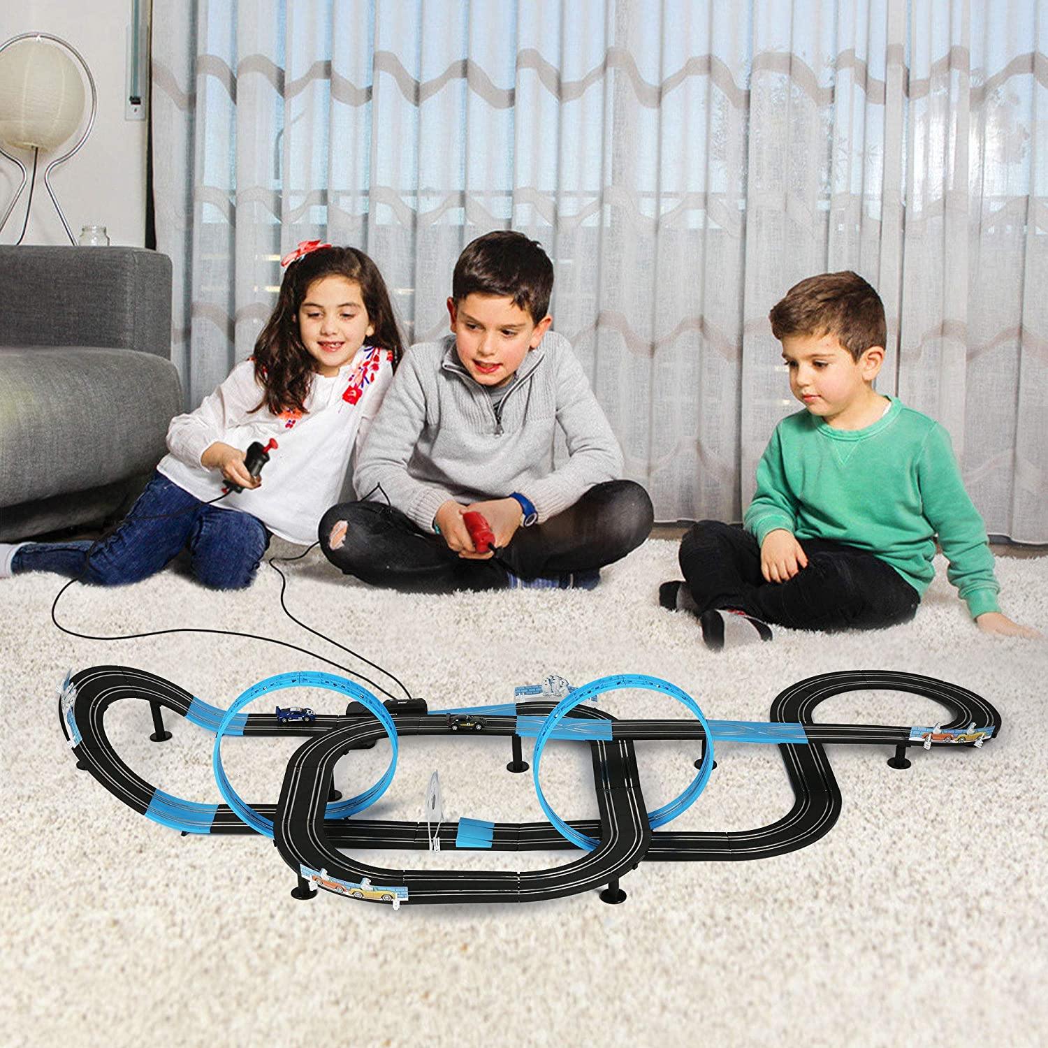 High-Speed Electric Powered Super Loop Speedway Slot Car Track Set with Two Cars for Dual Racing for Kids and Adult (28 ft) - Bosonshop