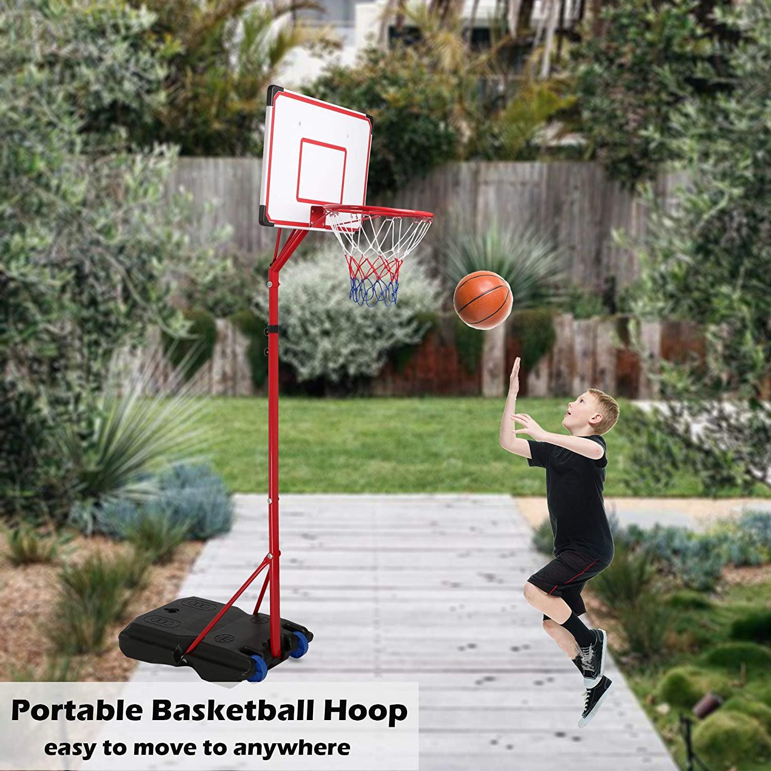 Basketball Hoop for Kids and Teens, Portable Basketball Goal System for Indoor and Outdoor Backyard, Basketball Stand with 2 Wheels, Easy to Assemble - Bosonshop