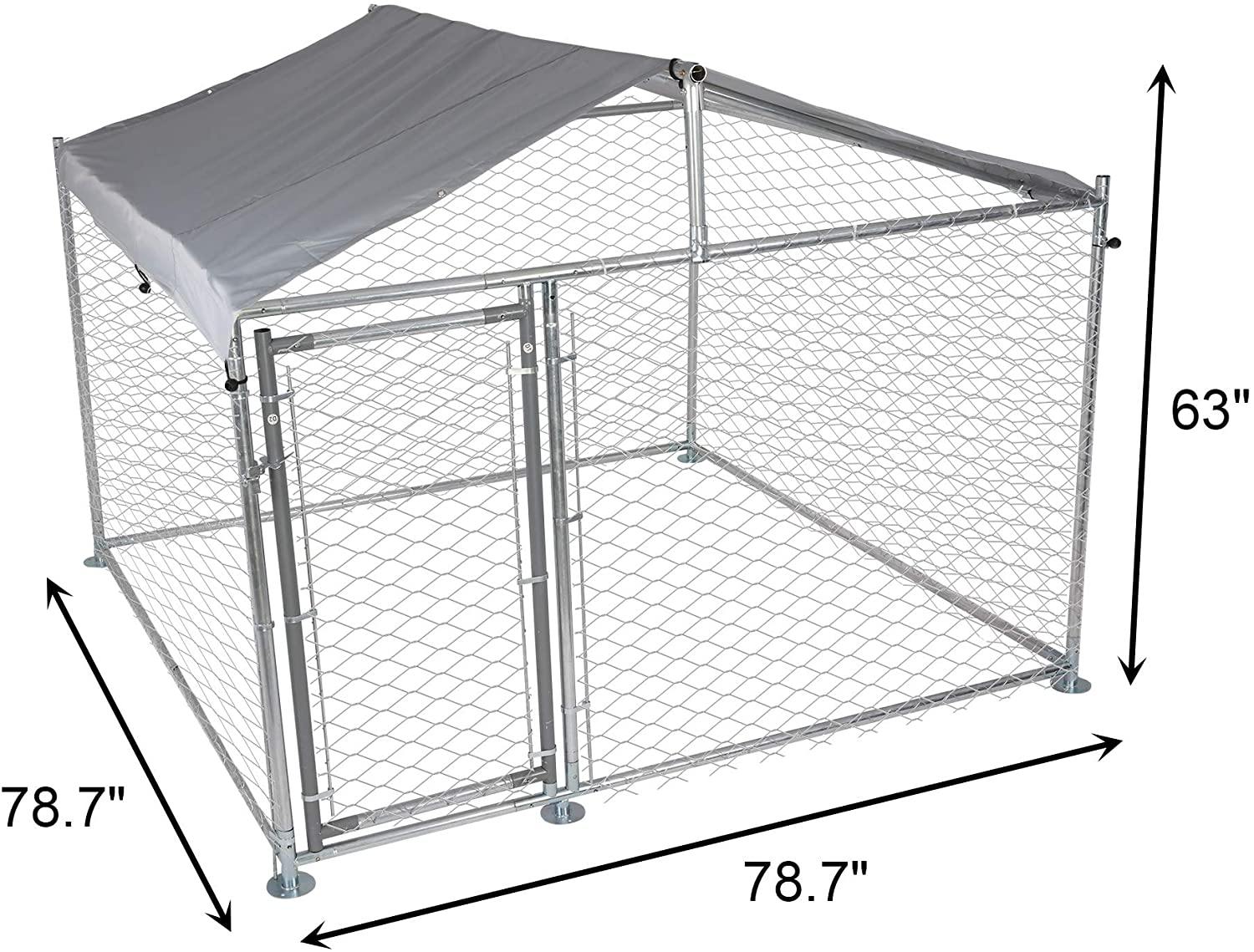 Outdoor Metal Dog Playpen For Your Puppy, Exercise Pens For Puppies, Chain Link Dog Kennel, 6.5' x 6.5' x 5' - Bosonshop