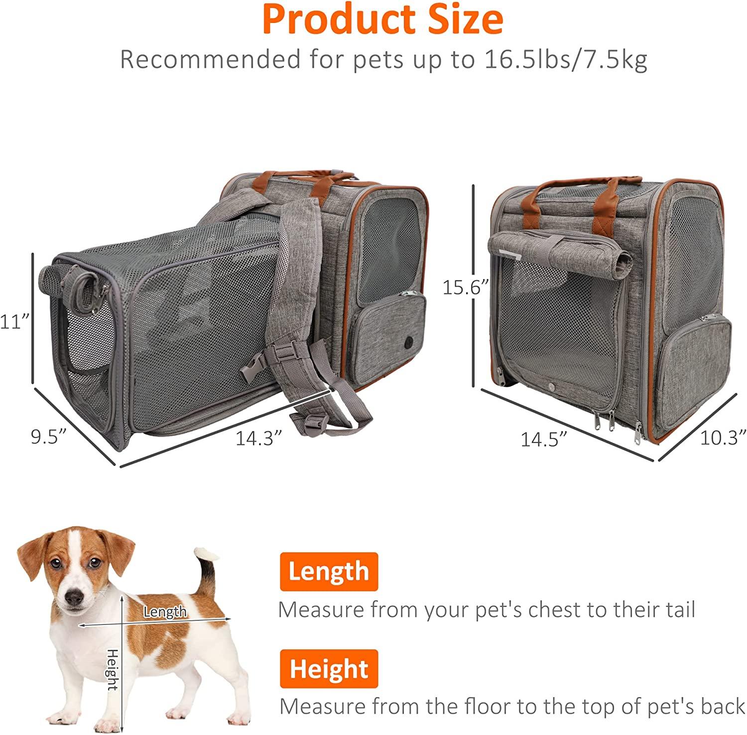 Cupets Pet Carrier Backpack for Small Cats Dogs Puppies, Airline Approved Foldable Dog Carrier Pet Backpack Bag - Bosonshop