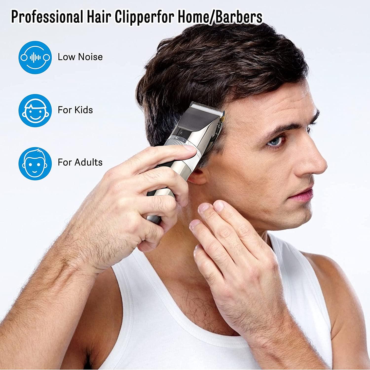 Electric Cordless Rechargeable Hair Clipper Kit for Men with Charging Base for Barbers 4 Guide Combs & 5 Speeds - Bosonshop