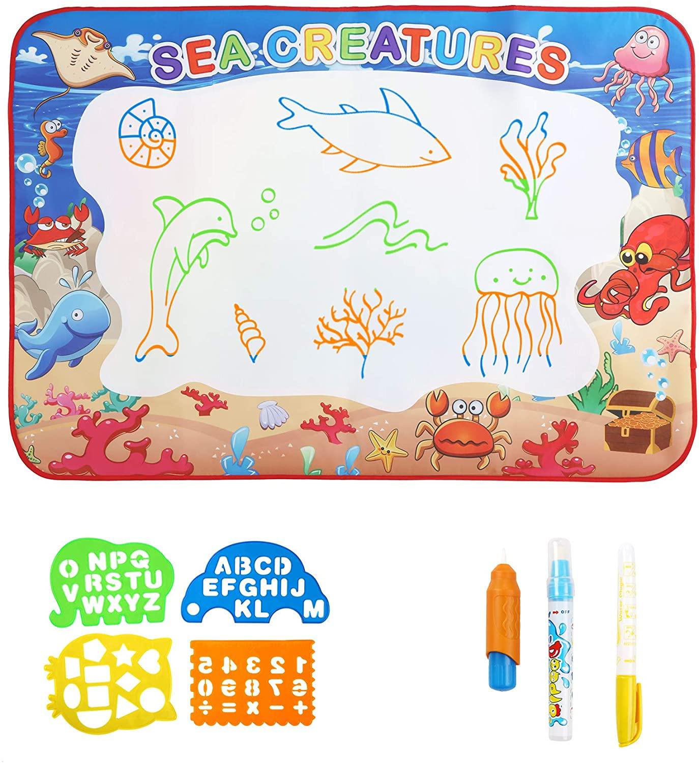 Water Doodle Mat 39 x 28 inches Water Colors Drawing Board for Children Educational Toys for Kids Boys Girls - Bosonshop