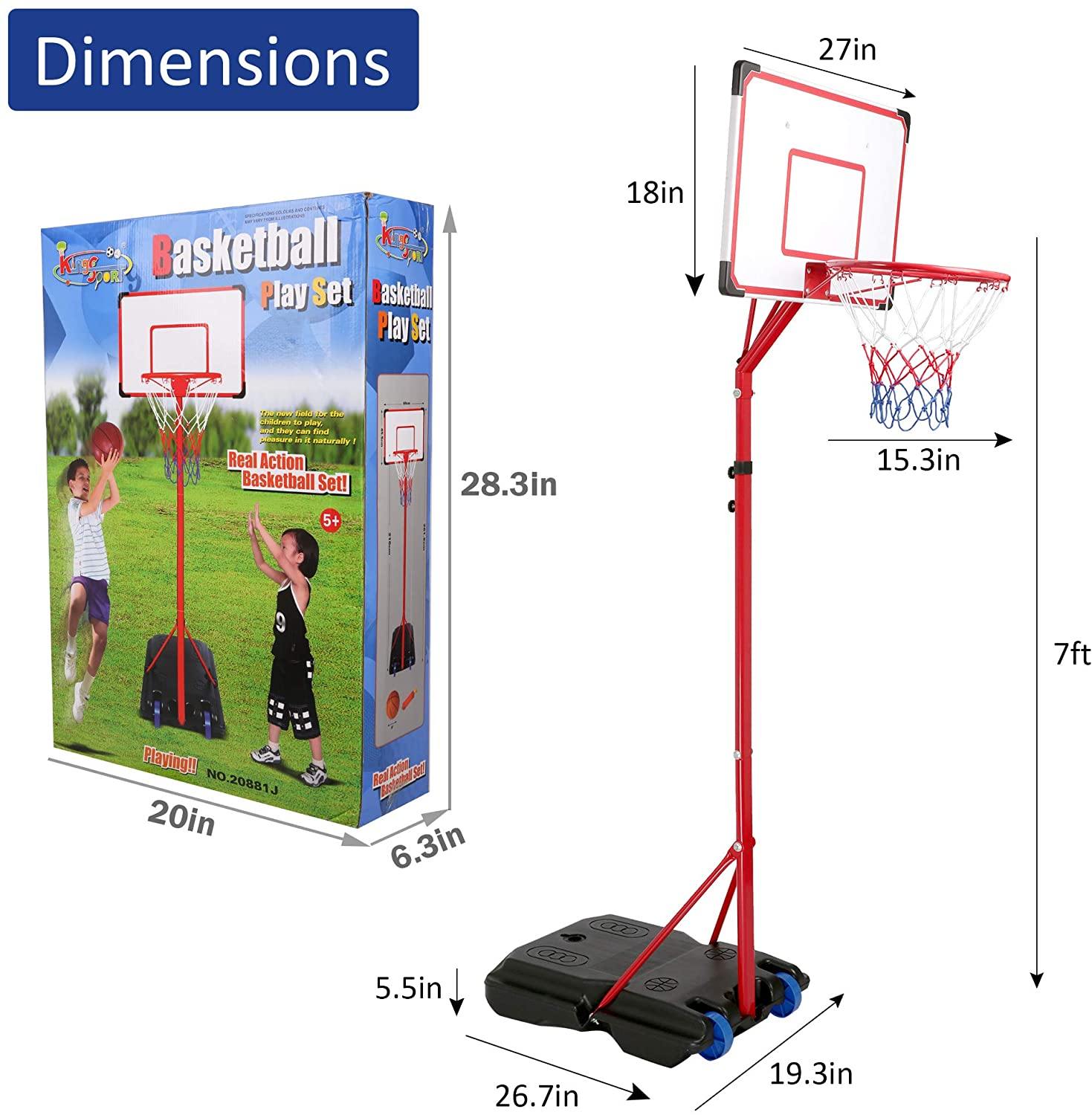 Basketball Hoop for Kids and Teens, Portable Basketball Goal System for Indoor and Outdoor Backyard, Basketball Stand with 2 Wheels, Easy to Assemble - Bosonshop