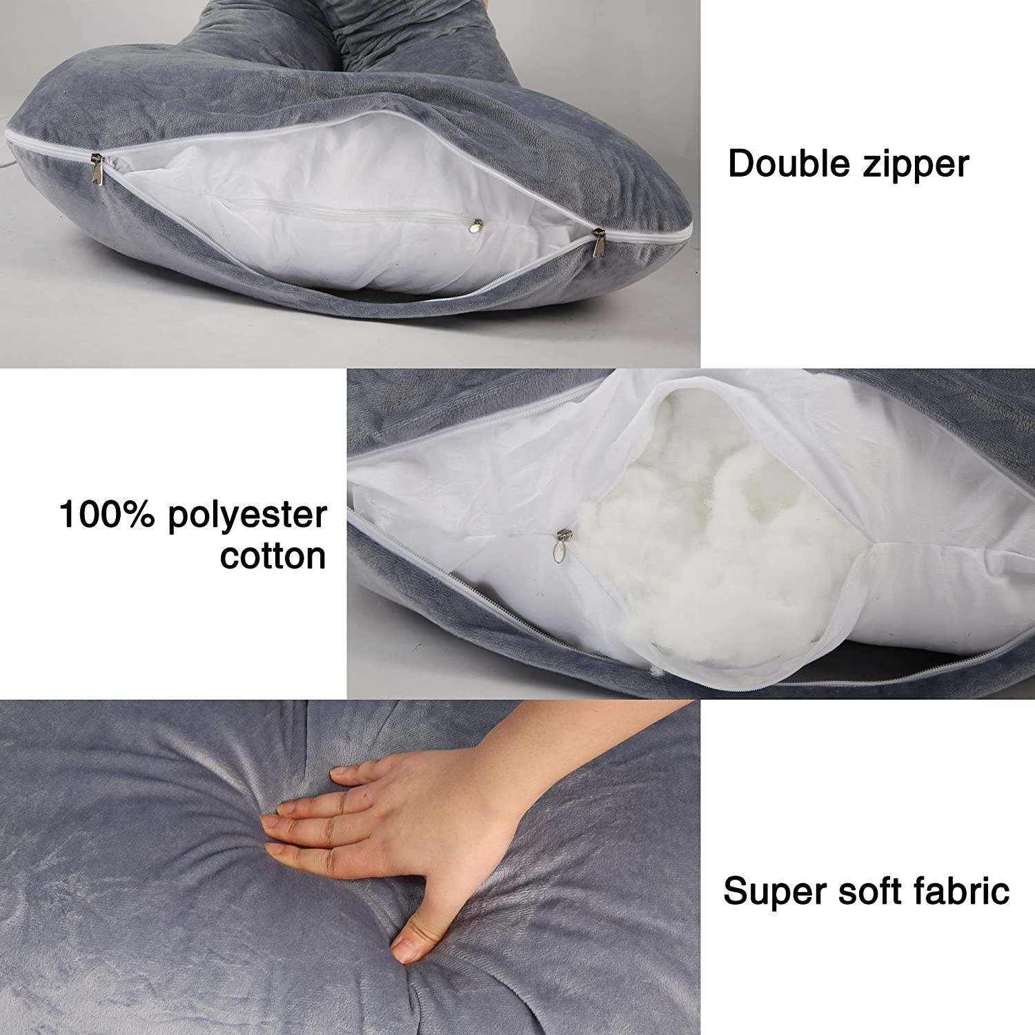 U/C/J-Shape Full Body Pillow 55 Inch Maternity Pillow with Washable Velvet Cover Nursing Support Cushion,Support for Back - Bosonshop