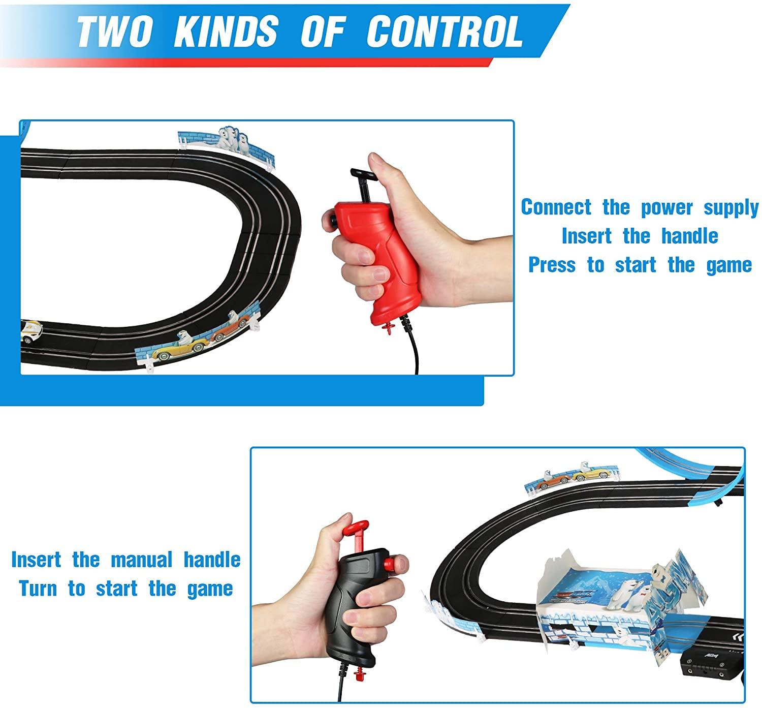 High-Speed Electric Powered Super Loop Speedway Slot Car Track Set with Two Cars for Dual Racing for Kids and Adult (14 ft) - Bosonshop