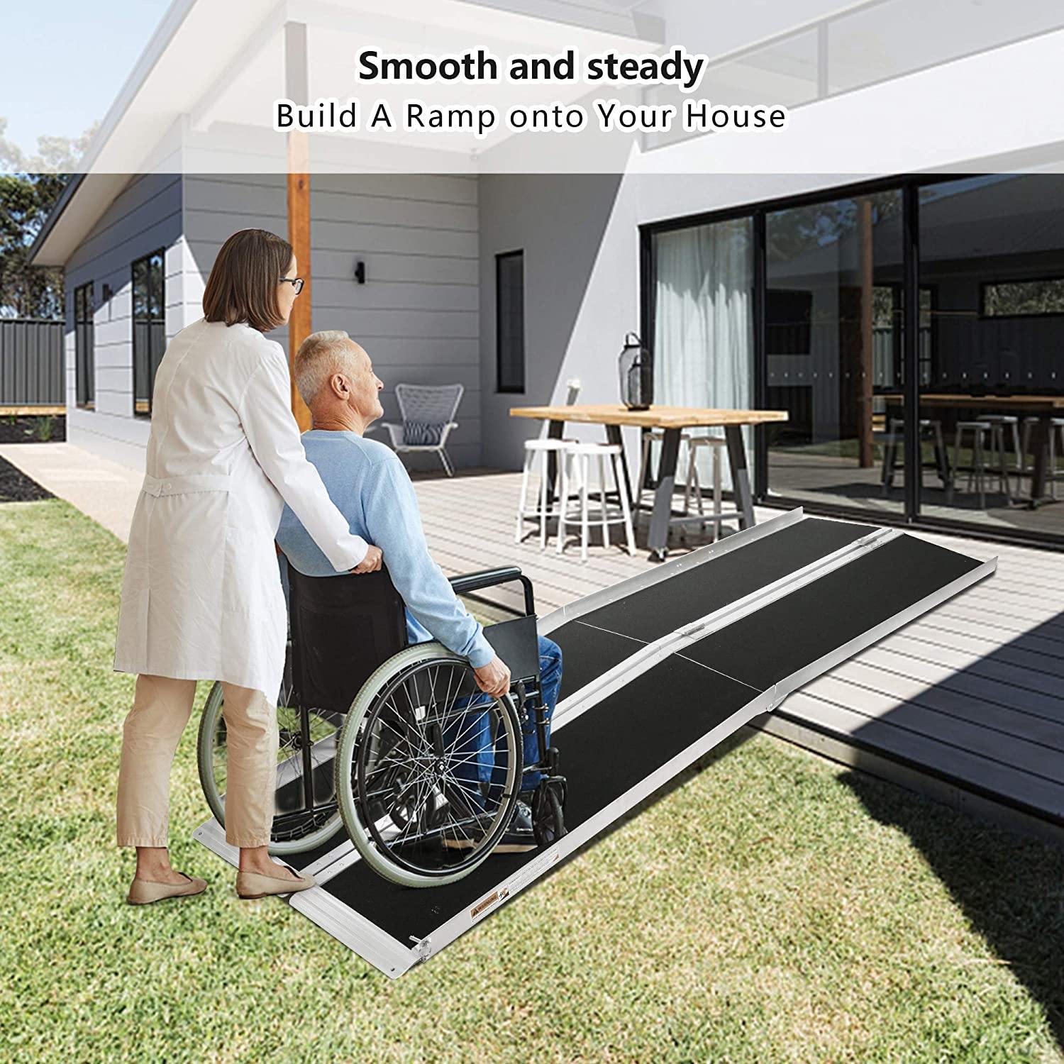 Portable Wheelchair Ramp 6Ft, Add to Your Independence, 600 LBS Capacity, Folding Aluminum Alloy Ramp - Bosonshop