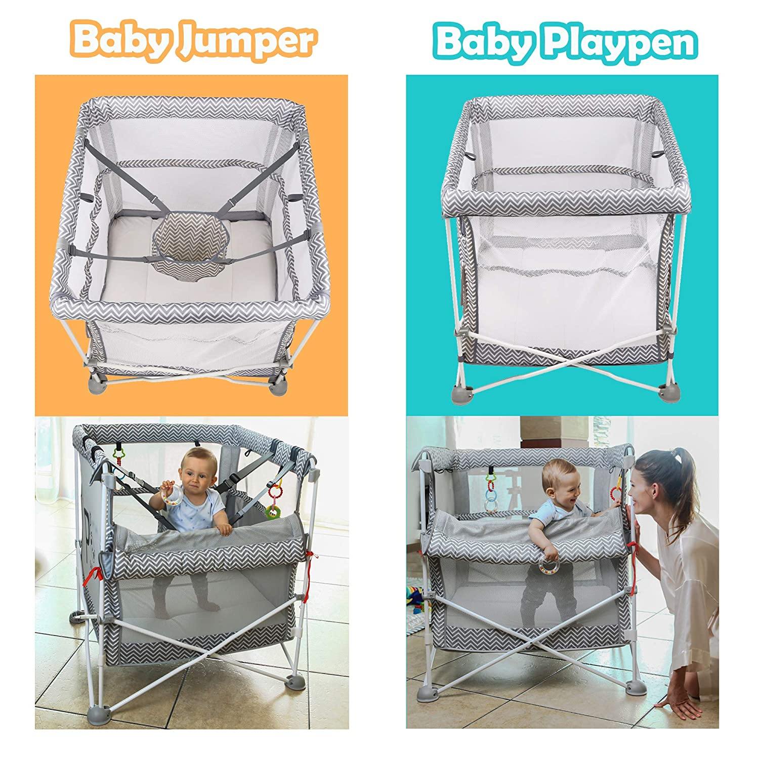 4 in 1 - Baby Portable Crib | Newborn Bedside Sleeper Bassinet | Folding Playpen | Infant Jumper, with Skin-Friendly - Bosonshop