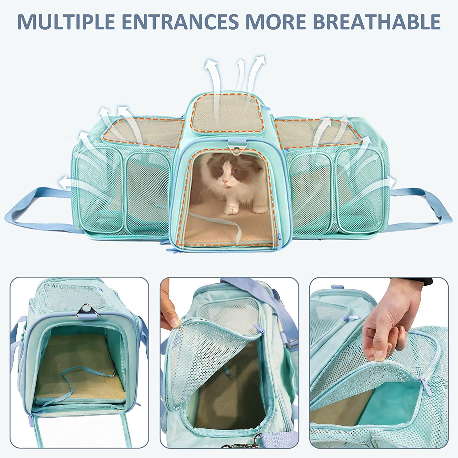 Cupets Double Expandable Airline Approved Soft Sided Pet Carrier, Mint Green - Bosonshop