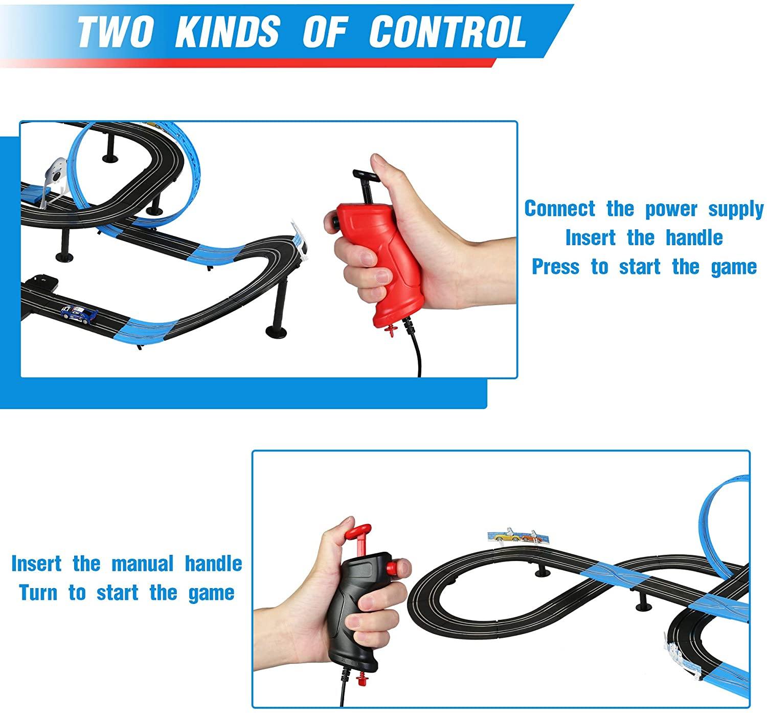 High-Speed Electric Powered Super Loop Speedway Slot Car Track Set with Two Cars for Dual Racing for Kids and Adult (28 ft) - Bosonshop