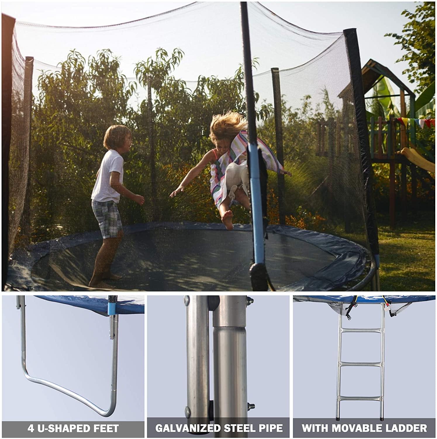 10' Round Trampoline Combo Bounce Jump Trampoline With Safety Enclosure And Spring Pad - Bosonshop