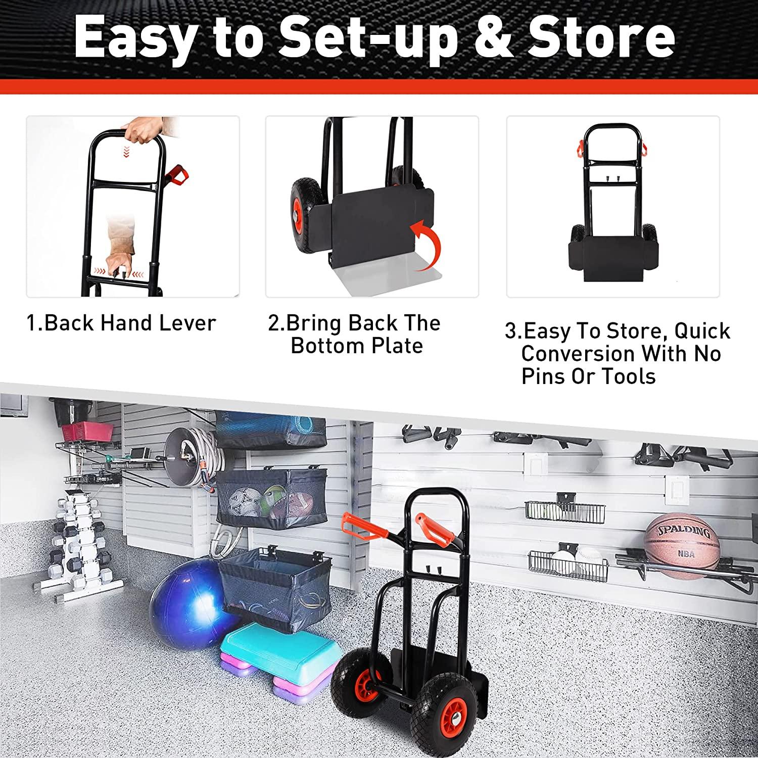 Heavy Duty Hand Truck Dolly Cart Trolley Cart with Telescope Handle & 9.4" PU Wheels, 440 Pound Capacity - Bosonshop