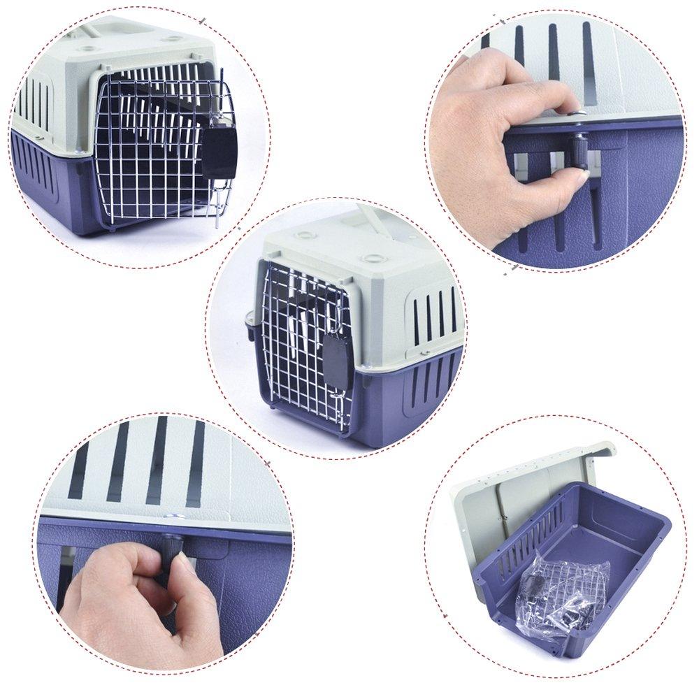 Bosonshop Plastic Cat & Dog Carrier Cage with Chrome Door Portable Pet Box Airline Approved