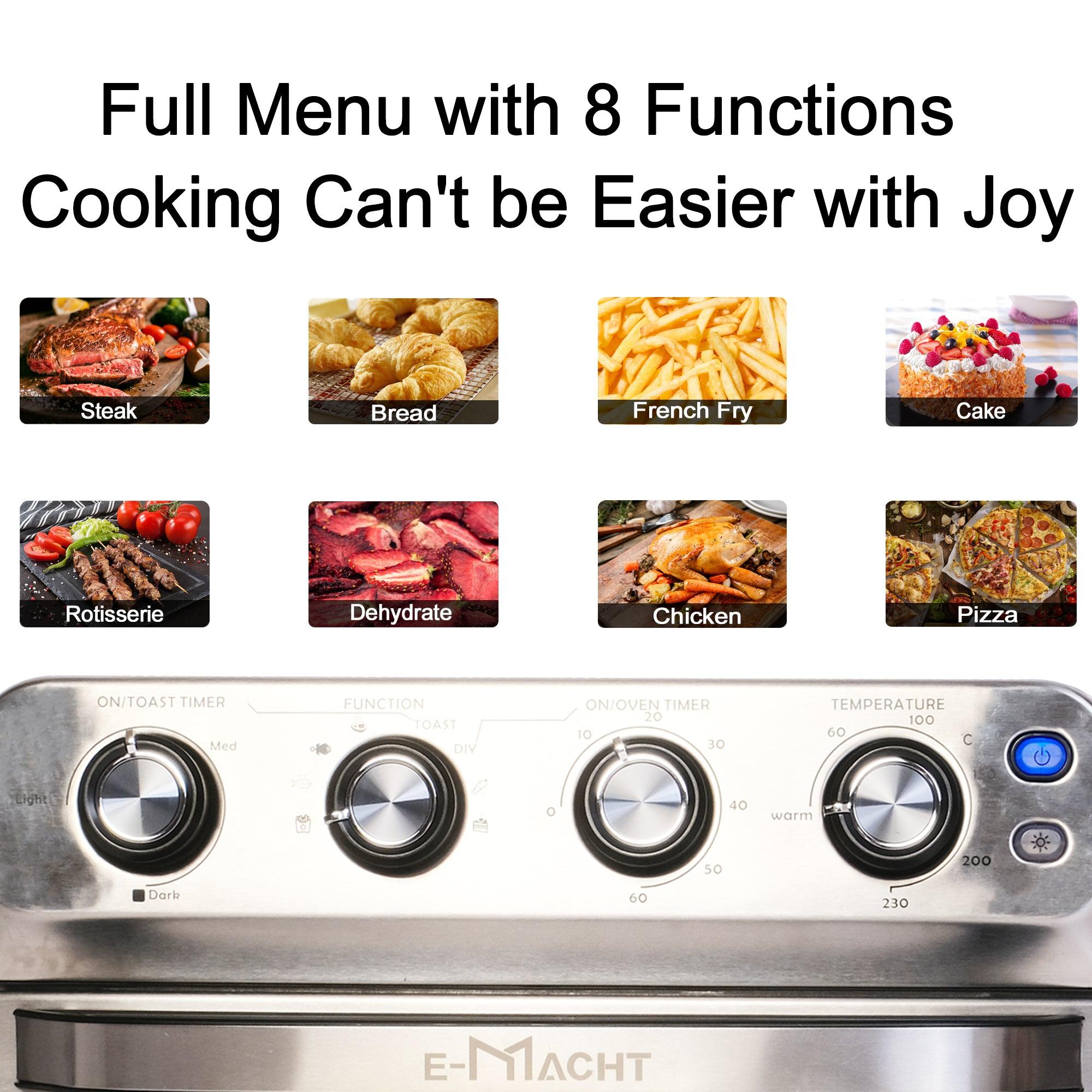 24QT Air Fryer Toaster Oven Combo | 8-in-1 Convection Countertop Oven with 4 Accessories | Stainless Steel Finish, 1700W Power - Bosonshop