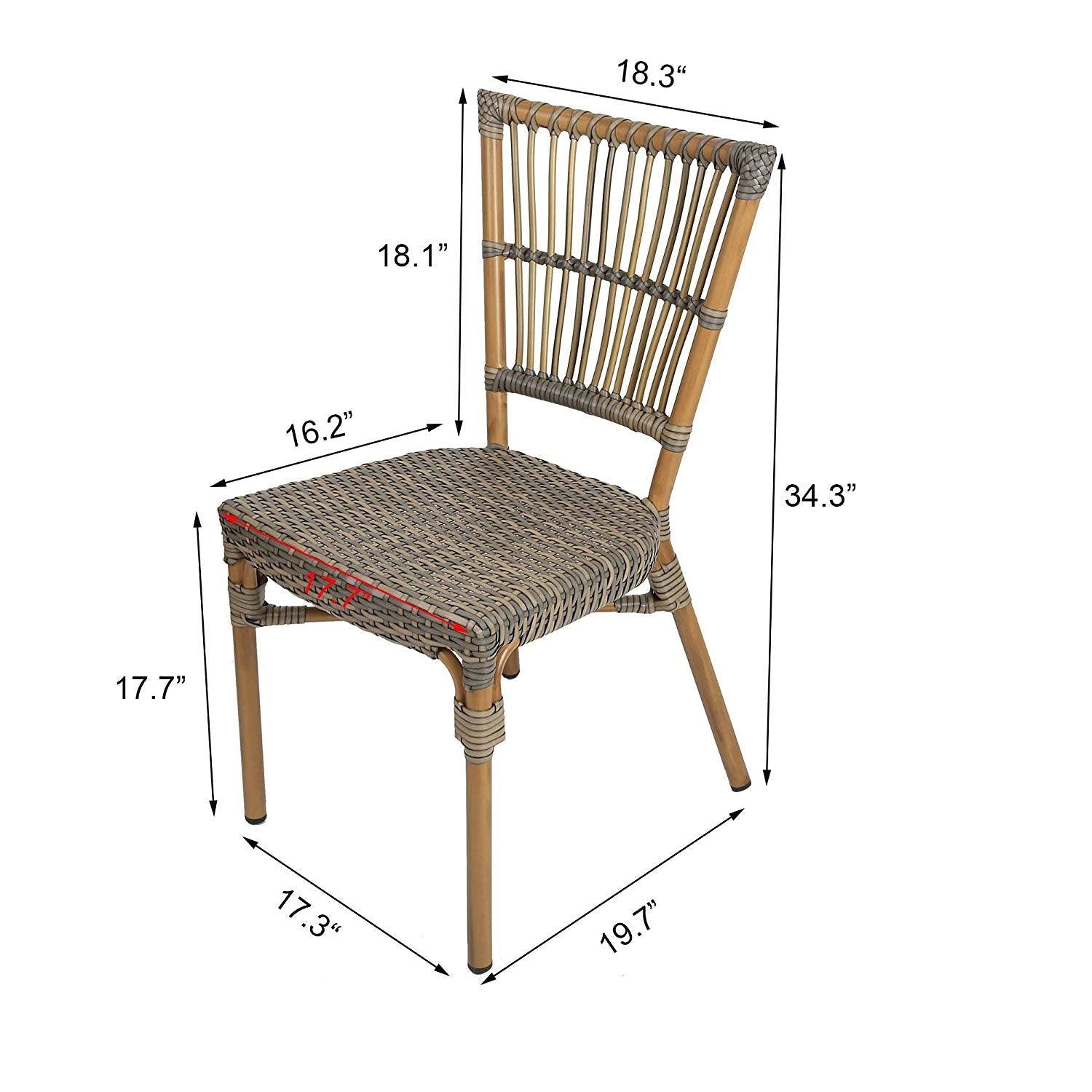 Bosonshop Indoor Outdoor Use Garden Lawn Backyard Bistro Cafe Stack Chair,All Weather Resistant