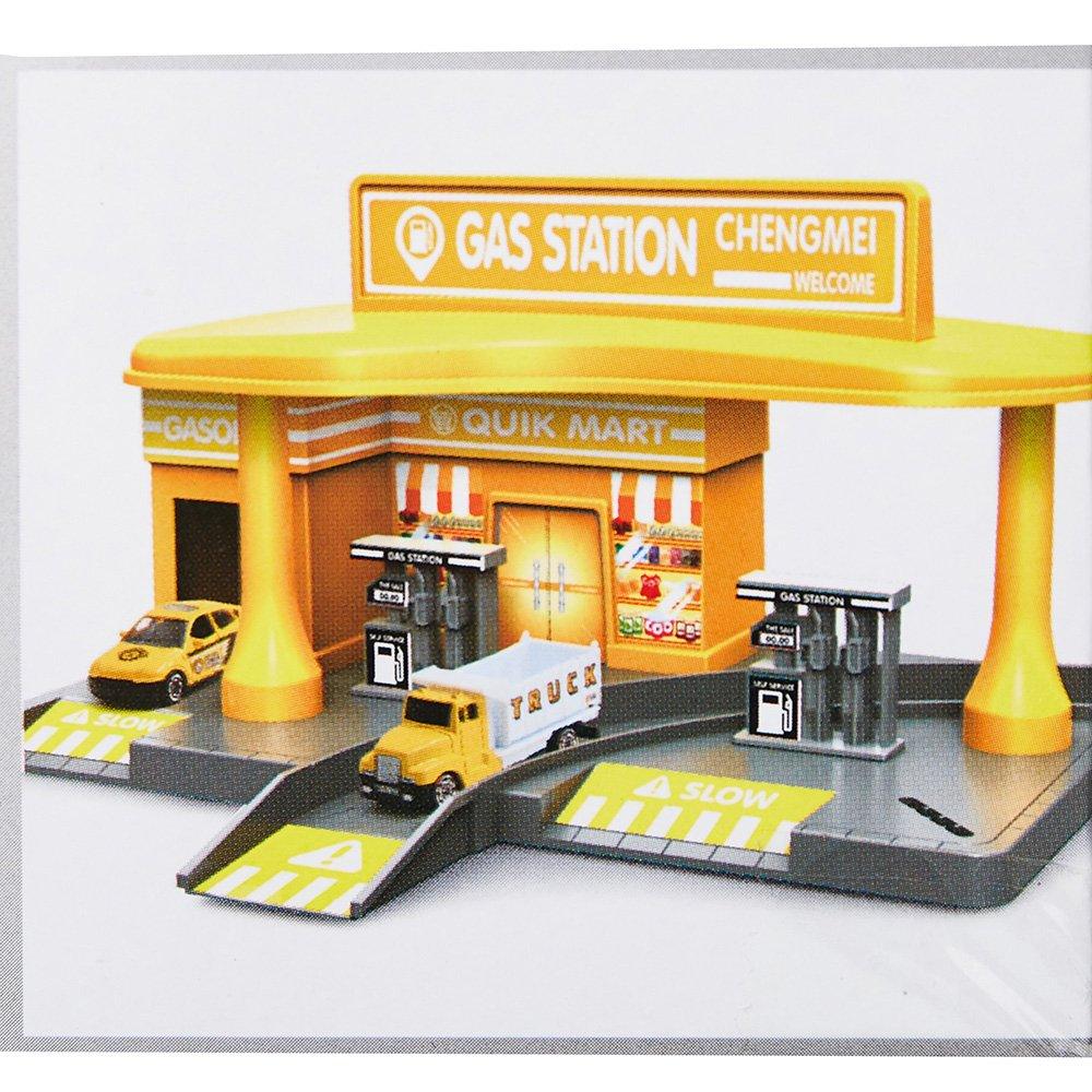 Bosonshop Yellow Gas Station Toy Playset Educational Toys for Kids 3 and up