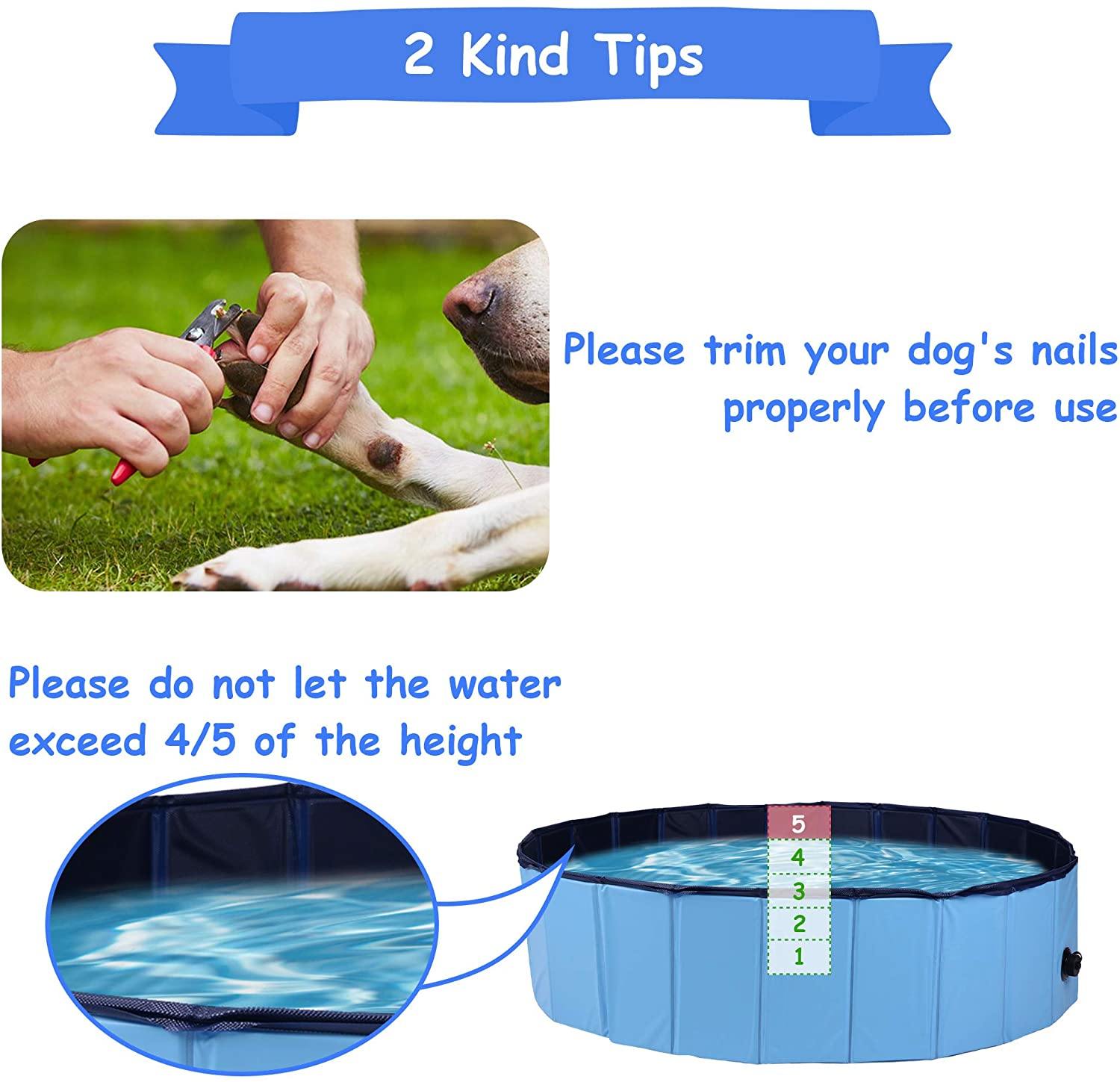 Foldable Dog Pet Swimming Pool Slip-Resistant PVC Kiddie Pool Collapsible Bathing Tub for Dogs and Cats - Bosonshop