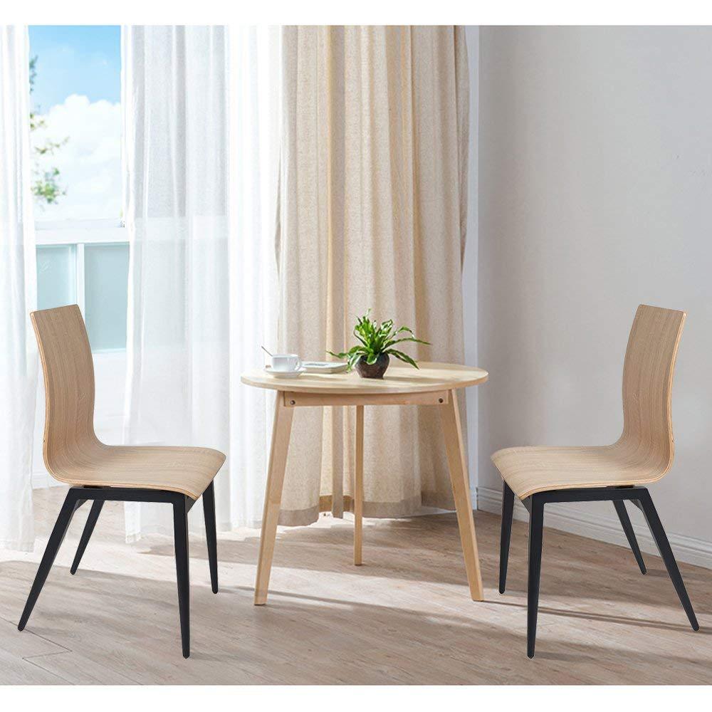 Bosonshop Kitchen & Dining Room Chairs with Bentwood and Metal Legs Set of 4 Oak