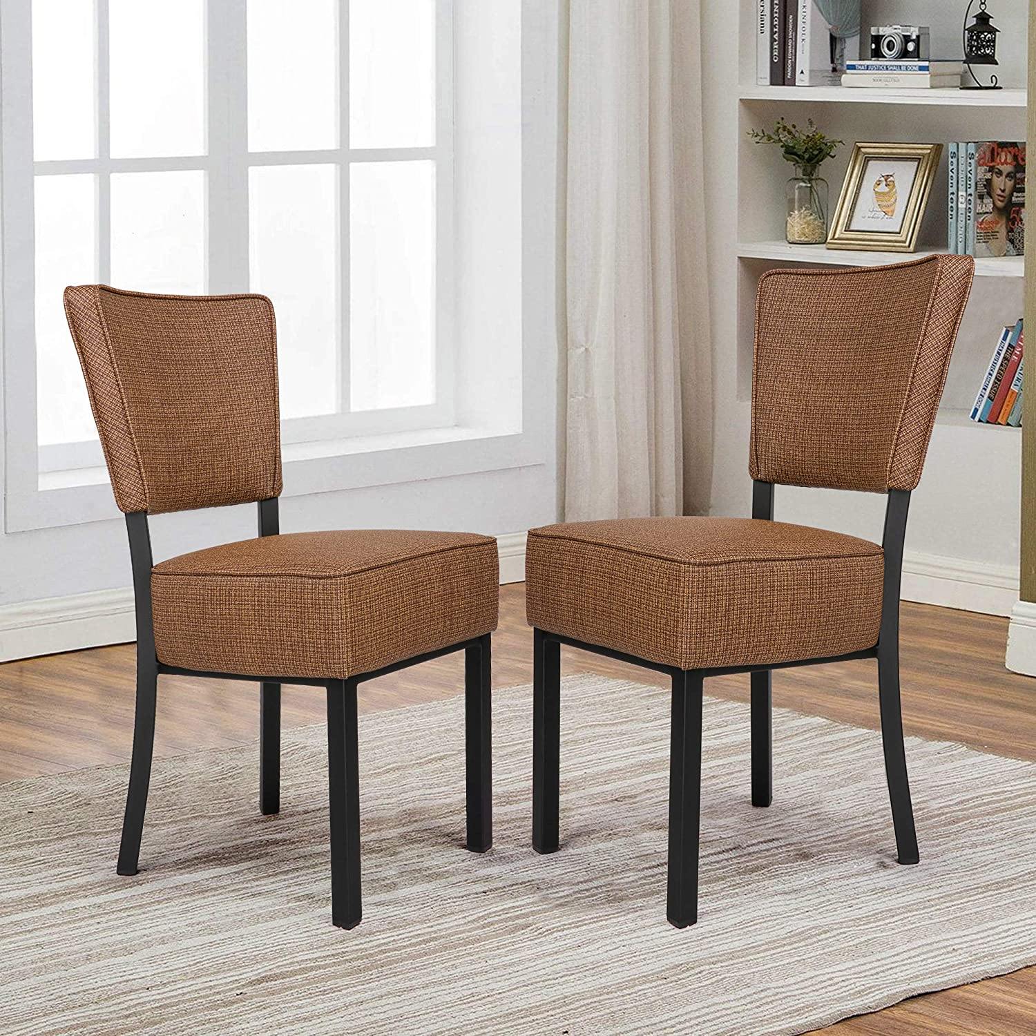 Classic Dining Chair Set of 2, Modern Style Family Leisure Chair with Stainless Steel Legs, PU Leather High Back Side Chair, Coffee - Bosonshop