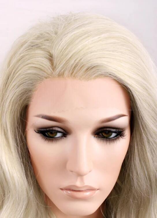 Wavy Light Ash Blonde Lace Front Synthetic Wig - Bosonshop