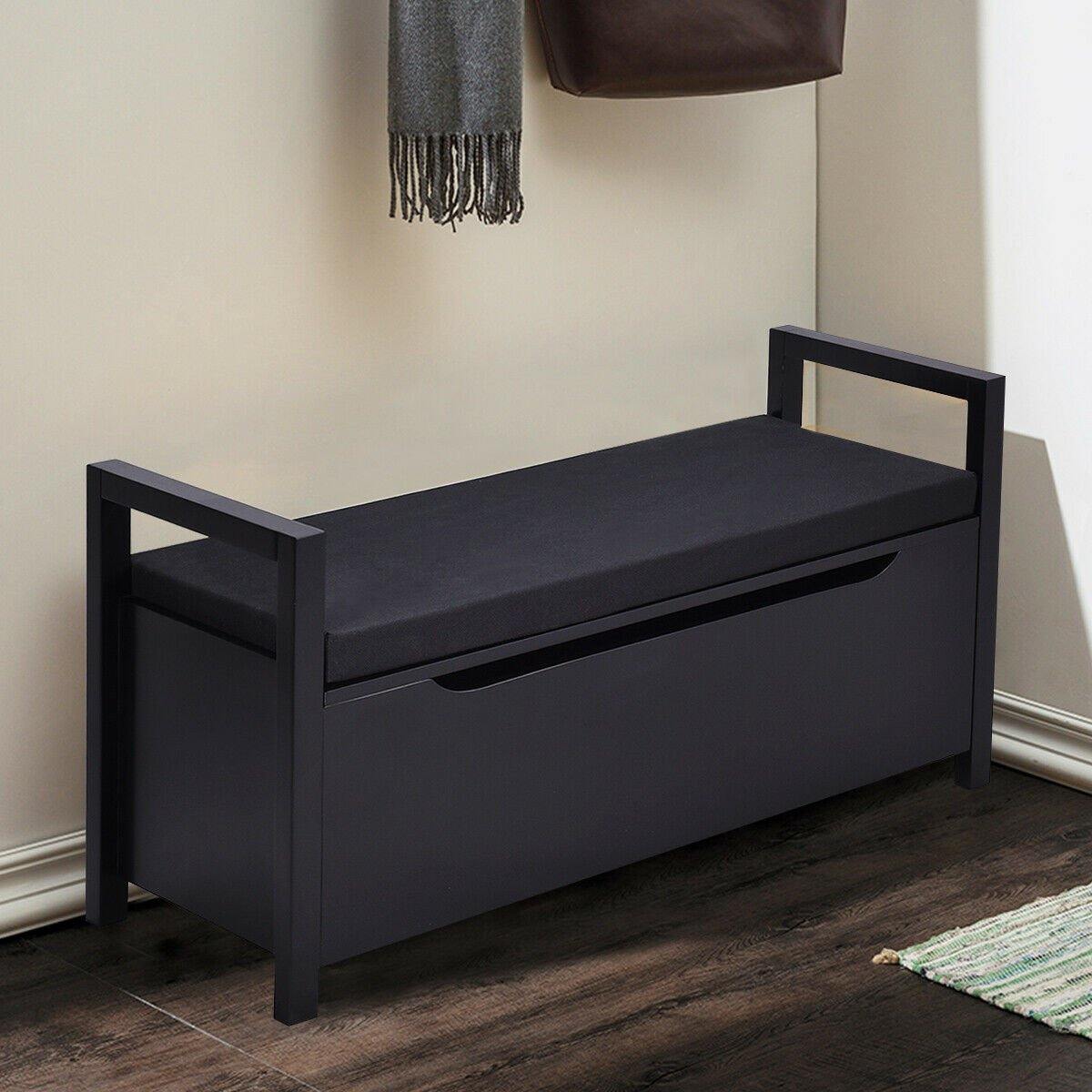 Shoe Bench Hallway Entryway Storage Rack w/ Cushion Seat - Bosonshop