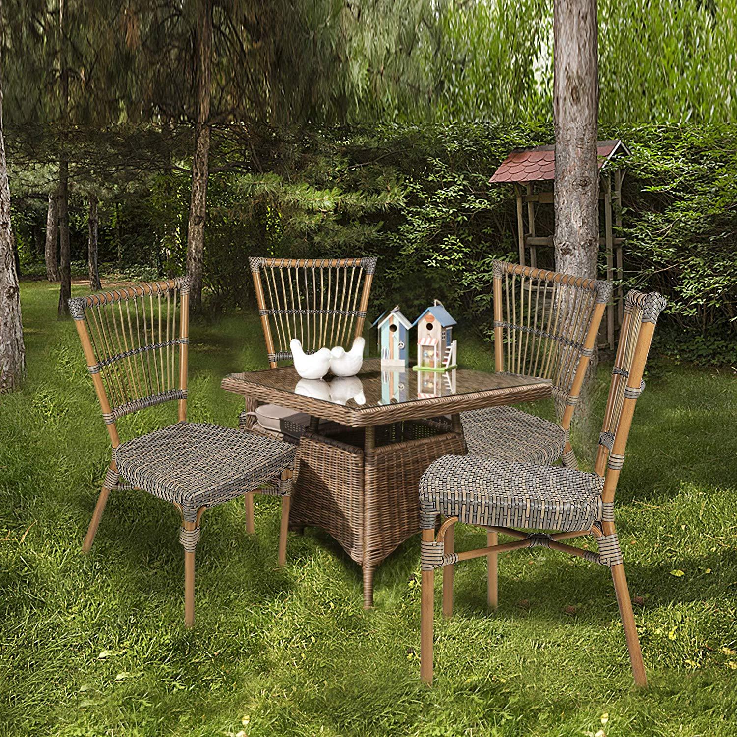 Bosonshop Indoor Outdoor Use Garden Lawn Backyard Bistro Cafe Stack Chair,All Weather Resistant