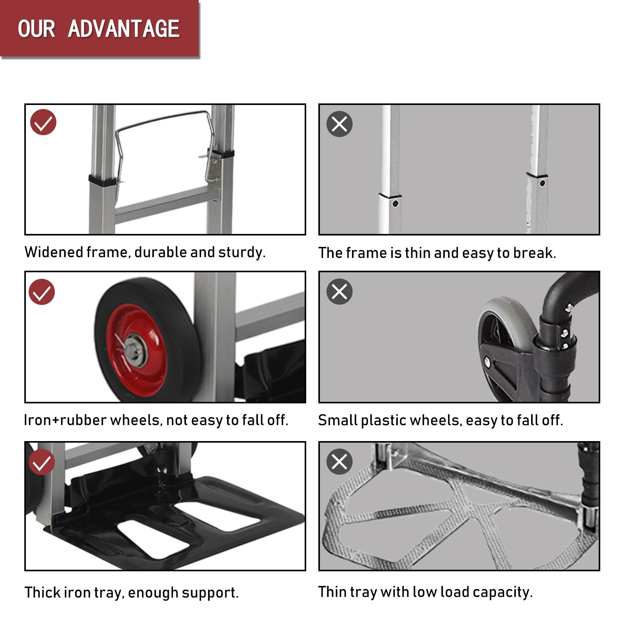 Hand Truck Dolly Portable Folding Compact Trolley Heavy-duty Aluminum Luggage Cart with 2 Wheels - Bosonshop