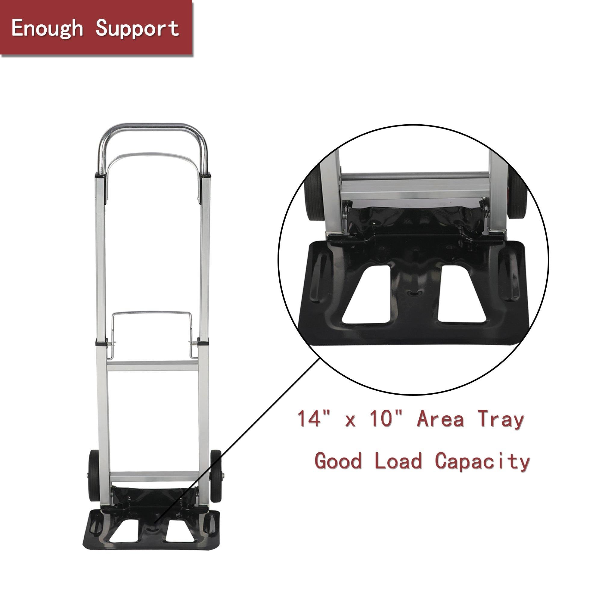 Hand Truck Dolly Portable Folding Compact Trolley Heavy-duty Aluminum Luggage Cart with 2 Wheels - Bosonshop