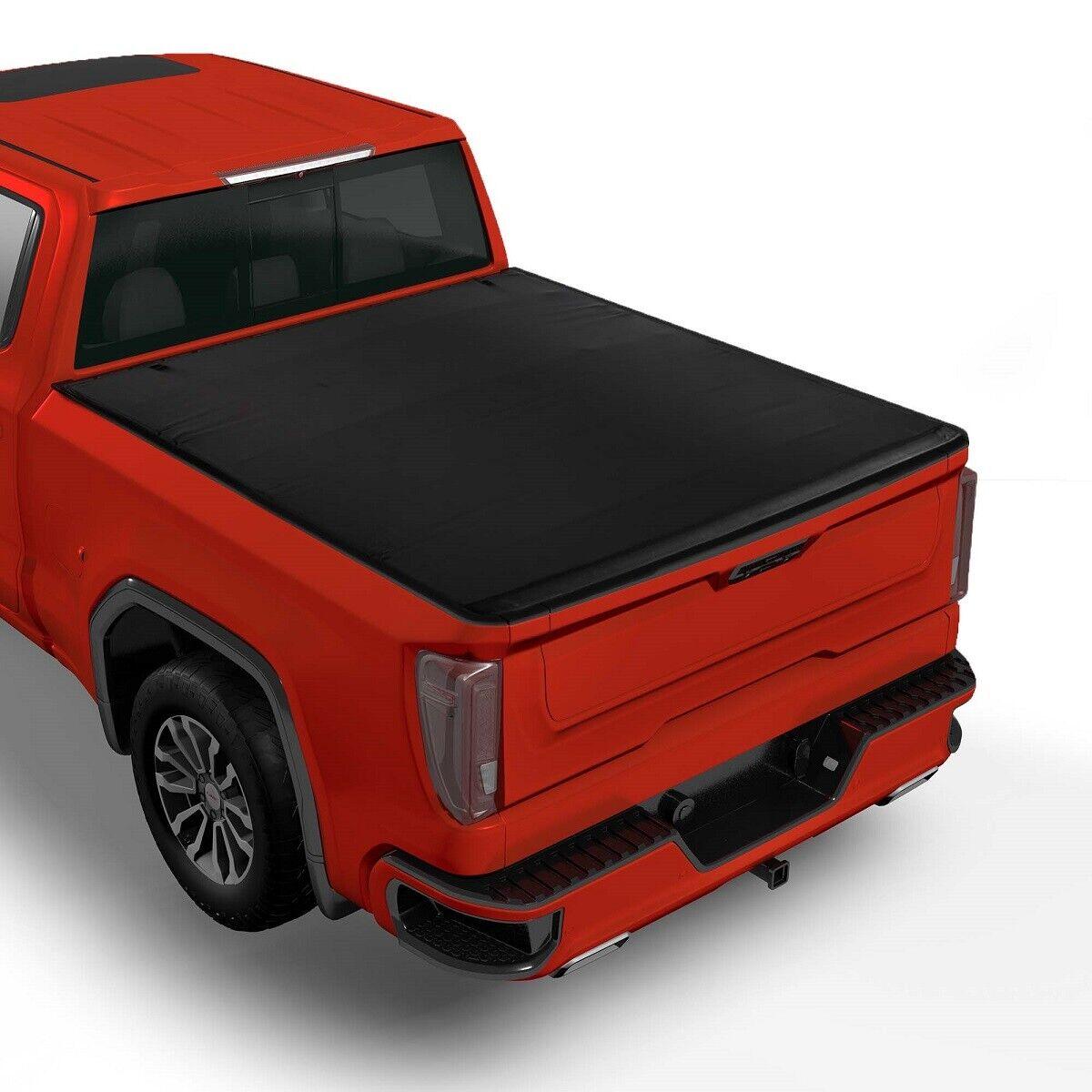 5.8' 4 Fold Soft Tonneau Cover Truck Bed 14-18 Chevy GMC Silverado Sierra - Bosonshop