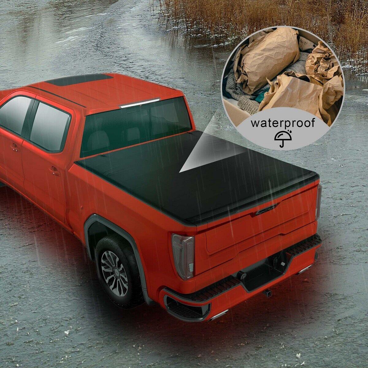 5.8' 4 Fold Soft Tonneau Cover Truck Bed 14-18 Chevy GMC Silverado Sierra - Bosonshop