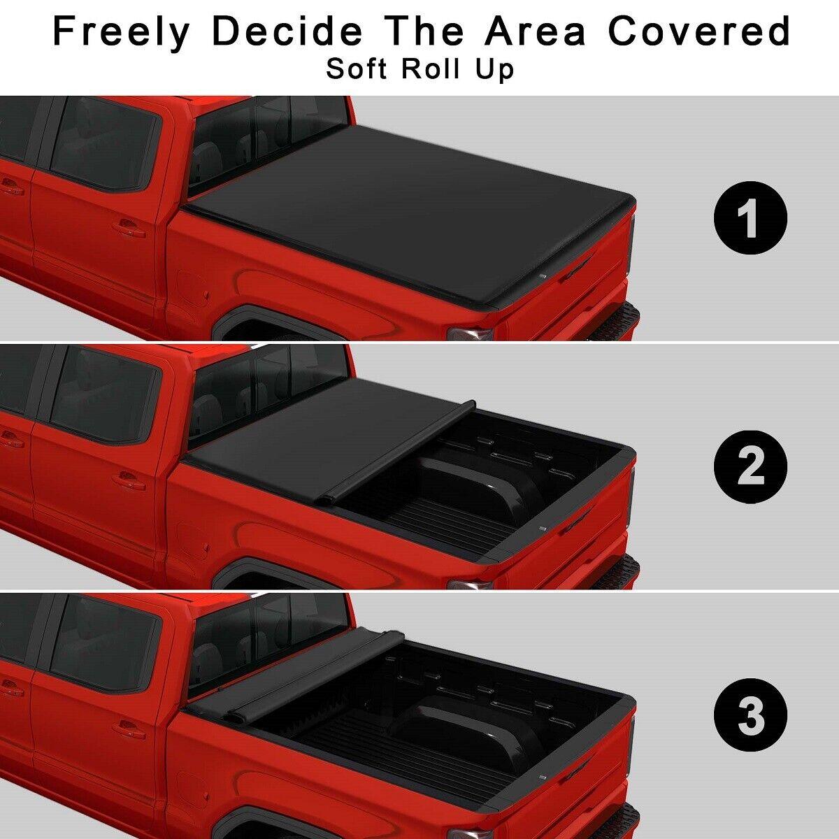 6.4Ft Roll Up Soft Tonneau Cover Truck Bed for 2002-2018 Dodge Ram 1500 - Bosonshop