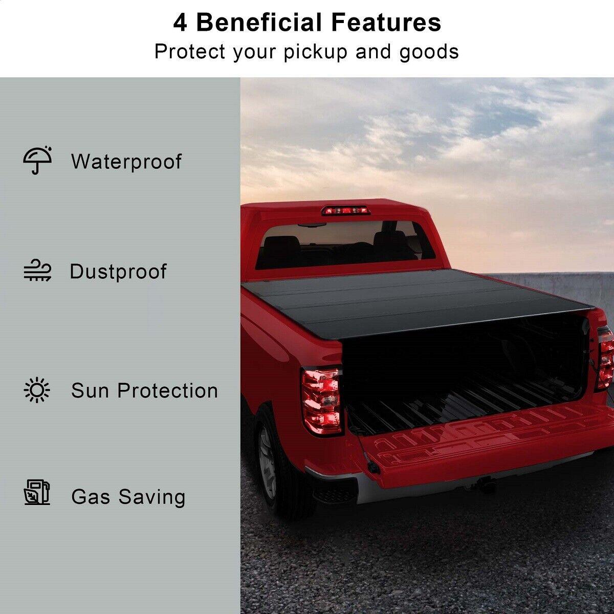 5.5Ft 4-Fold Hard Tonneau Cover w/Light Truck Bed for 2015-2022 Ford F150 - Bosonshop