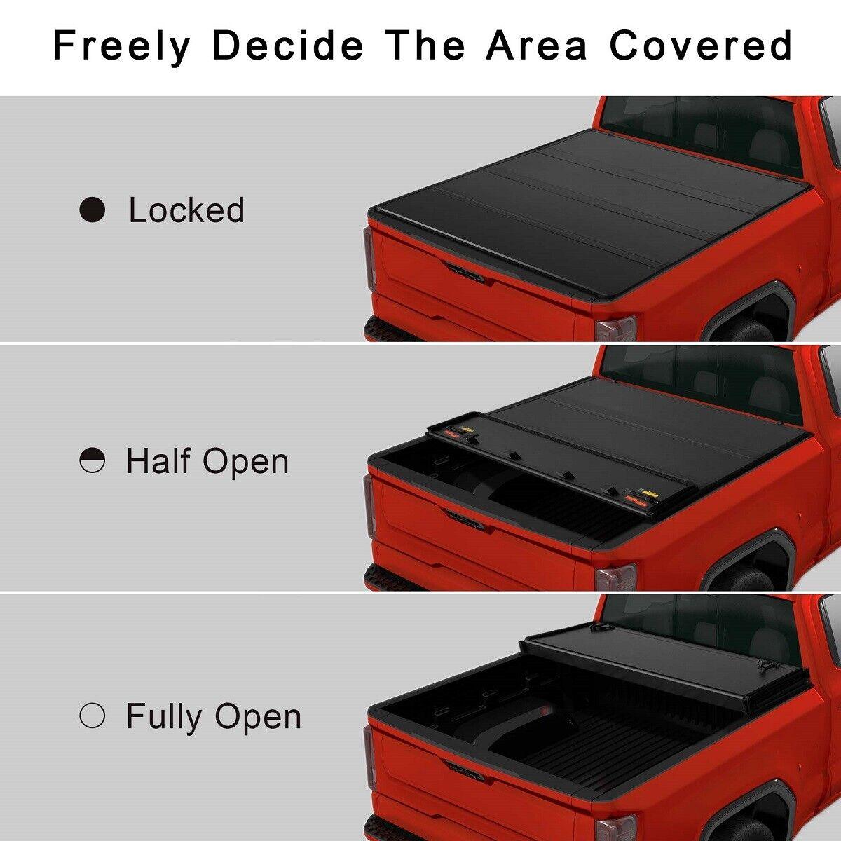 5.5Ft 4-Fold Hard Tonneau Cover w/Light Truck Bed for 2015-2022 Ford F150 - Bosonshop