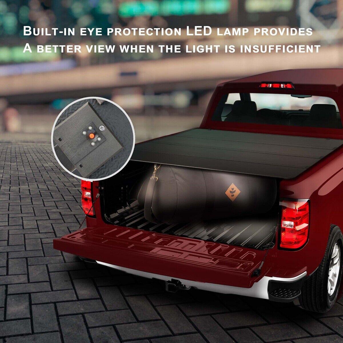 5.5Ft 4-Fold Hard Tonneau Cover w/Light Truck Bed for 2015-2022 Ford F150 - Bosonshop