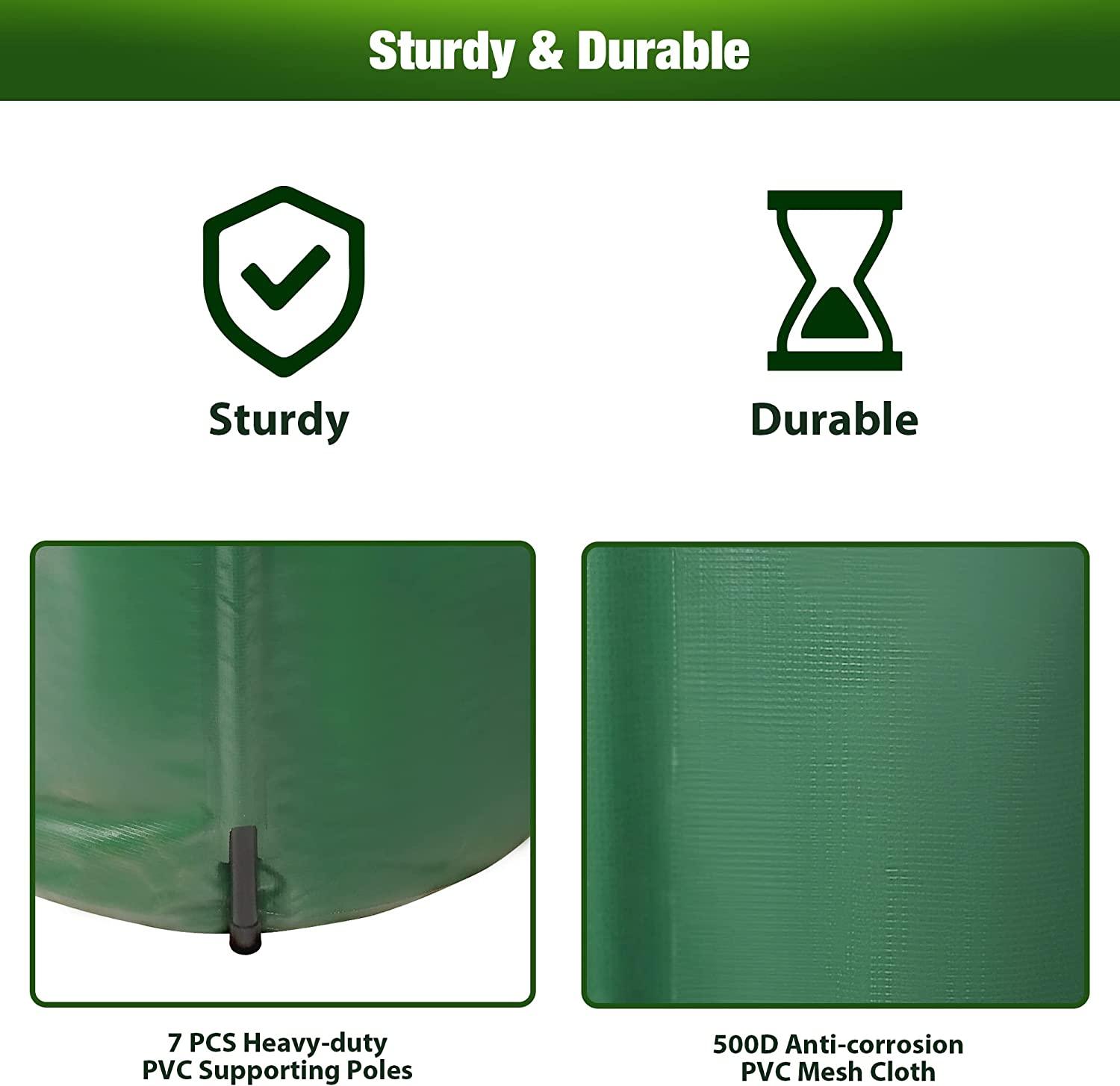 Rain Barrel Water Collector Rainwater Storage Container 100 Gallon, Green - Bosonshop