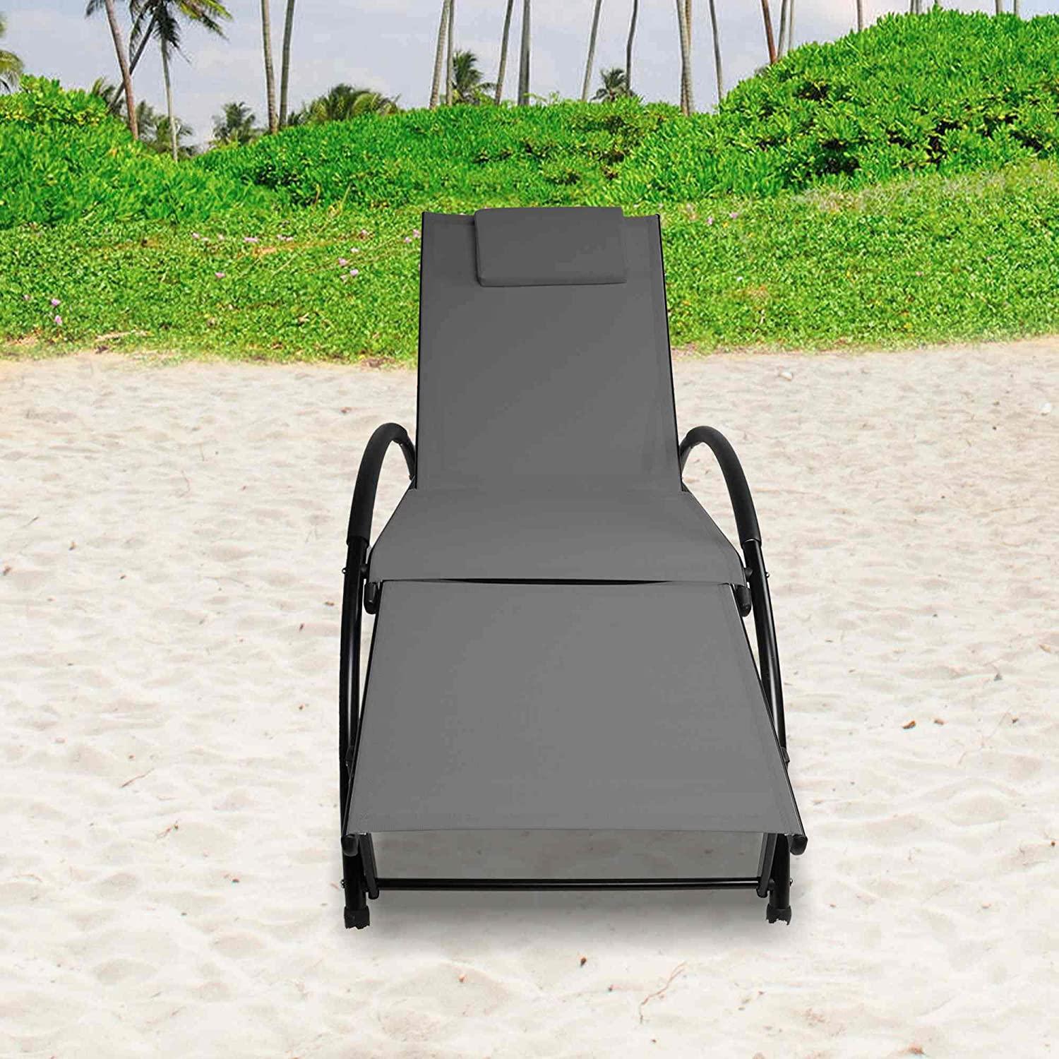 Outdoor Tanning Reclining Chairs Chaise Lounge Chair Recliners Lounger with Pillow & Armrest - Bosonshop