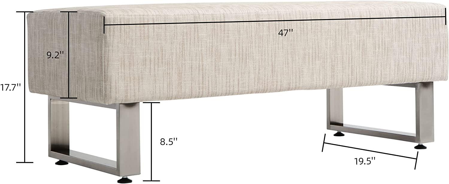 Modern PU Leather Dining Room Bench Upholstered Padded Seat, White - Bosonshop