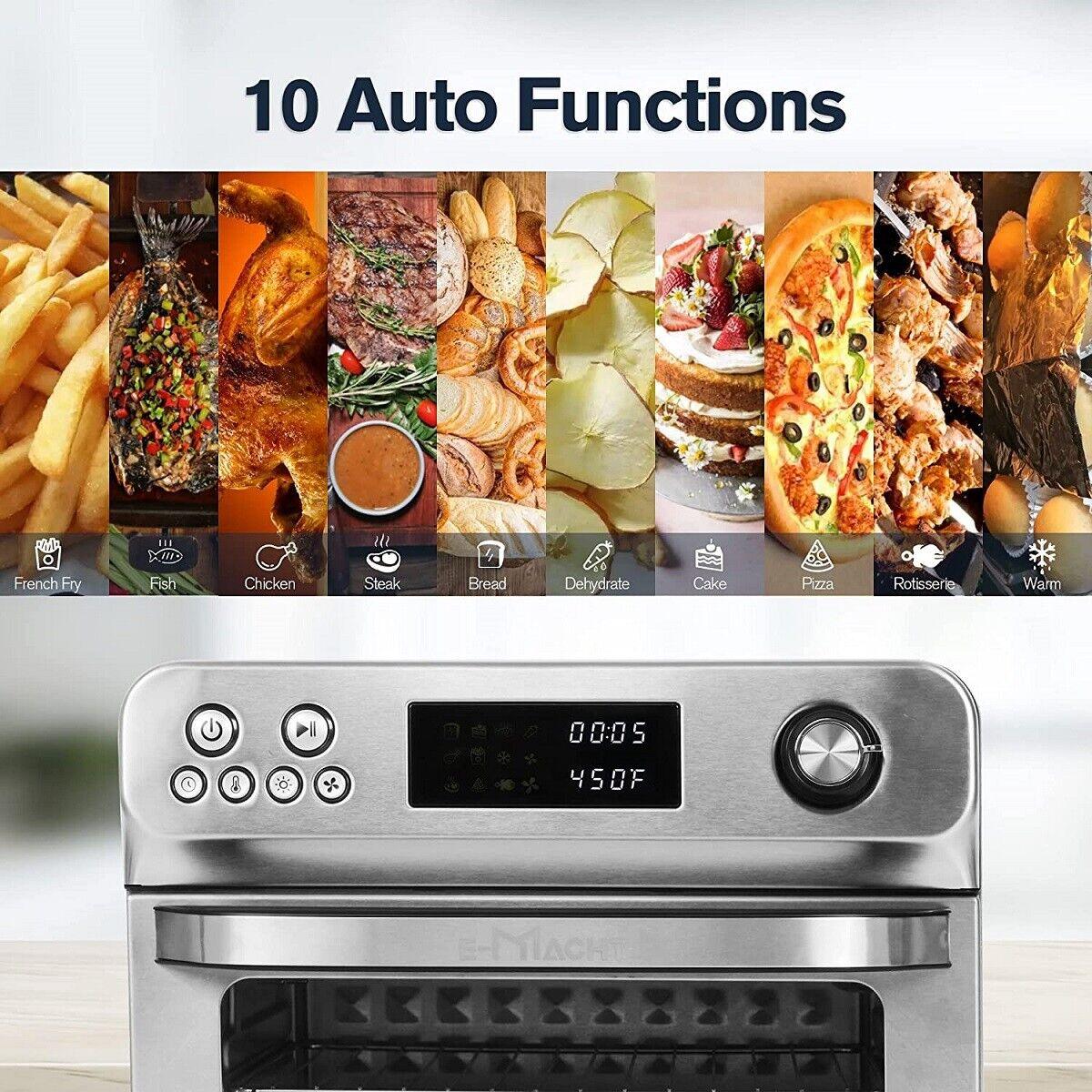 10-In-1 Air Fryer Toaster Oven, 24 QT Convection Countertop Oven Combination w/ 6 Accessories, Stainless Steel Finish, 1700W - Bosonshop