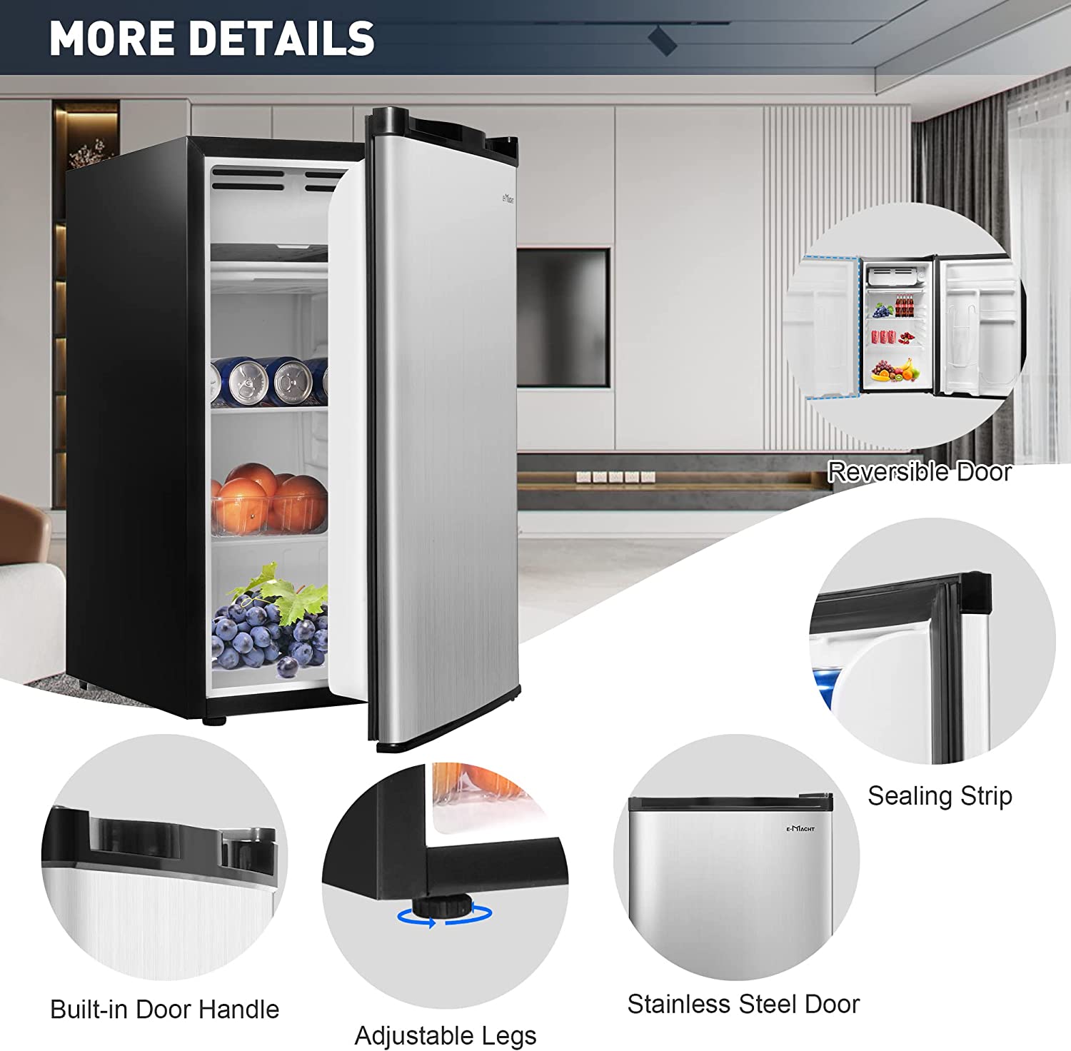 3.2 Cu.Ft. Mini Fridge Compact Refrigerator with Freezer for Home/Dorm/Office - Bosonshop