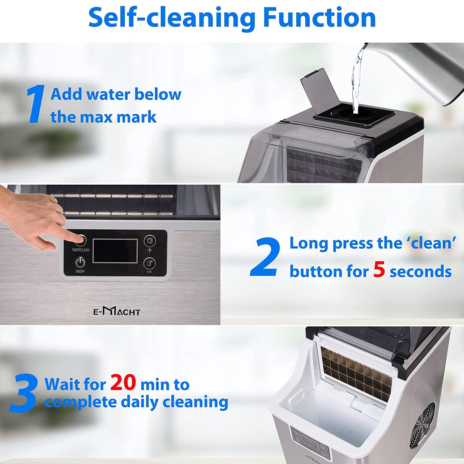 2-in-1 Water Cooler Dispenser with Built-in Ice Maker, Compact Ice Maker Ice Scoop & Basket Self-Cleaning Timer Function - Bosonshop