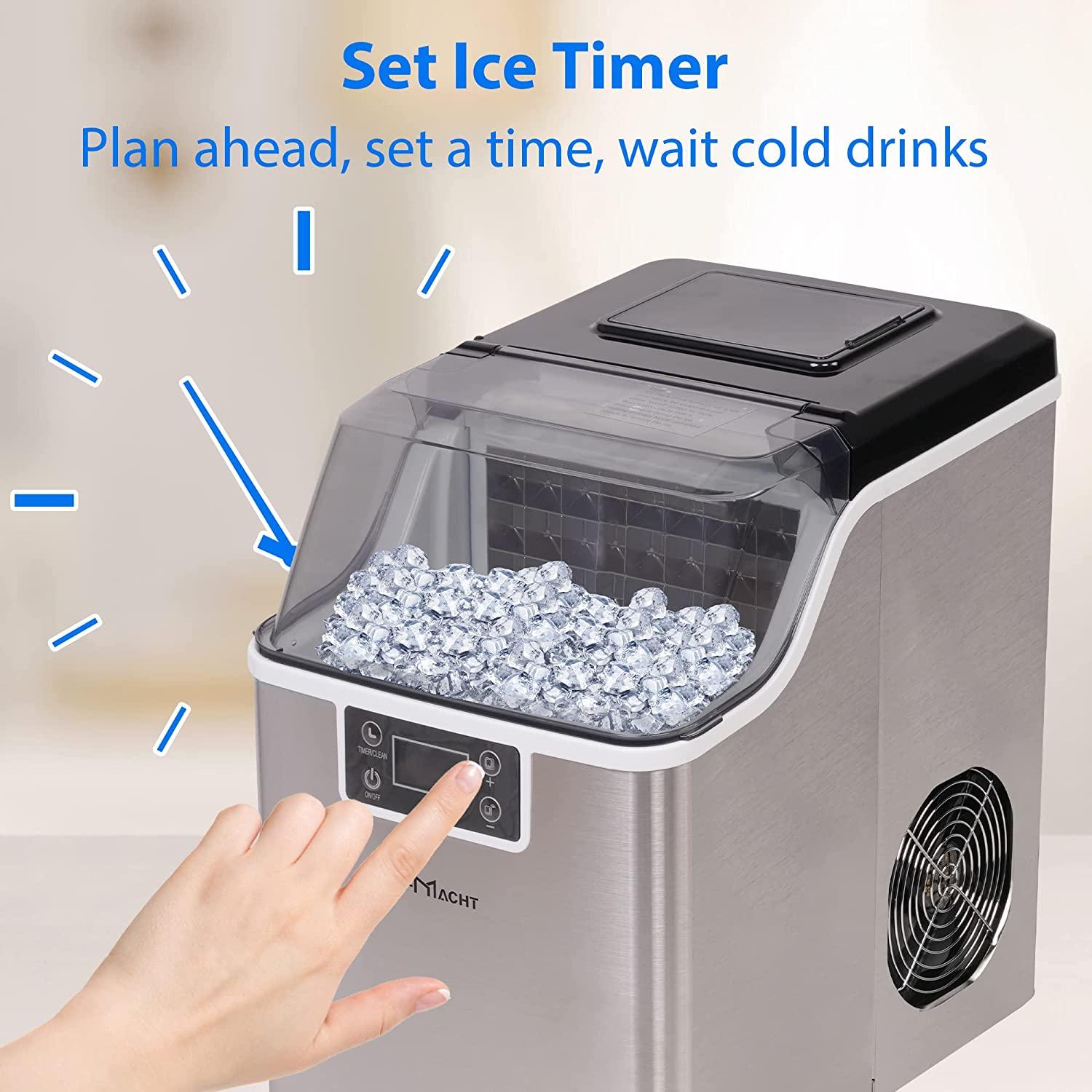 2-in-1 Water Cooler Dispenser with Built-in Ice Maker, Compact Ice Maker Ice Scoop & Basket Self-Cleaning Timer Function - Bosonshop