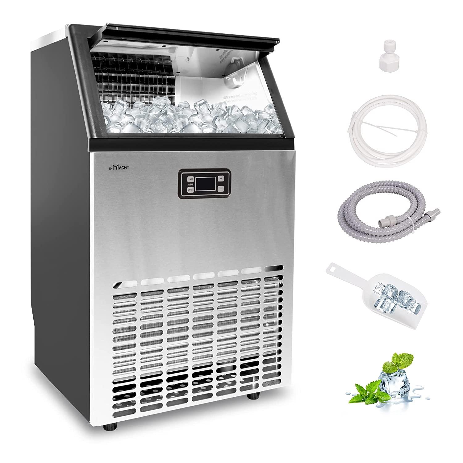 Commercial 100lbs/24H Ice Maker Machine Built-in Stainless Steel Ice Maker Machine with a smart LCD panel - Bosonshop