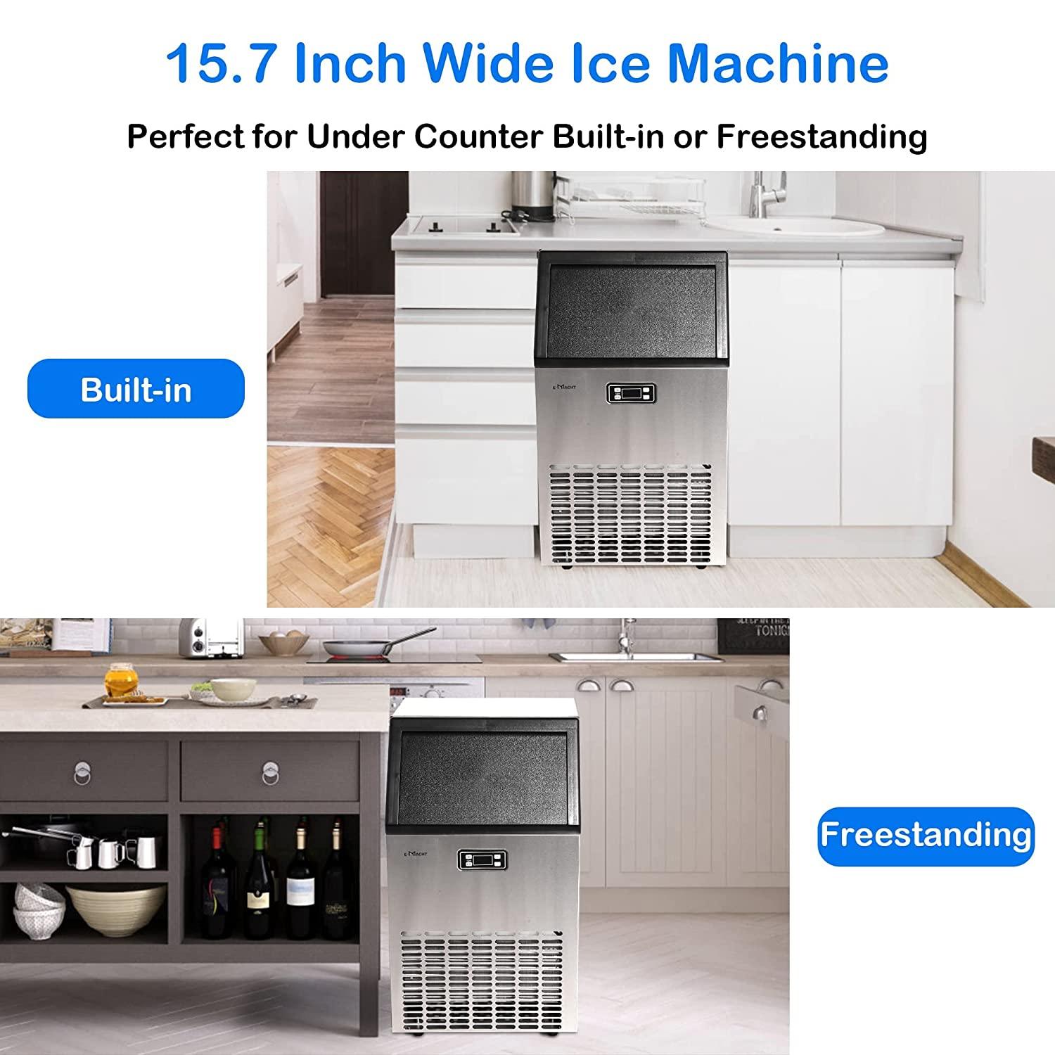 Commercial 100lbs/24H Ice Maker Machine Built-in Stainless Steel Ice Maker Machine with a smart LCD panel - Bosonshop