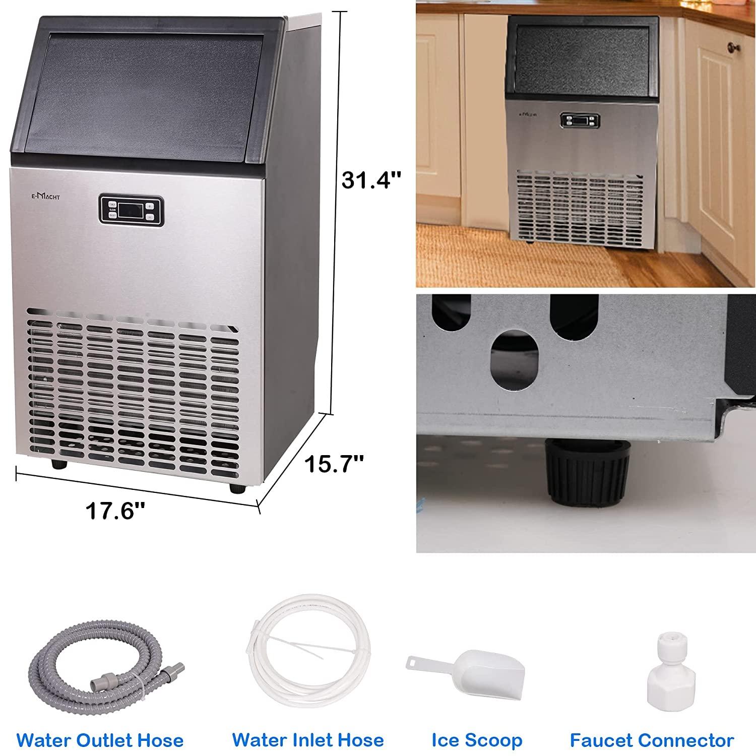 Commercial 100lbs/24H Ice Maker Machine Built-in Stainless Steel Ice Maker Machine with a smart LCD panel - Bosonshop