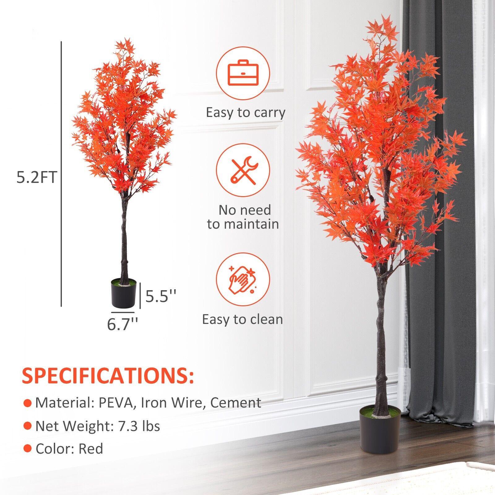 (Out of Stock) 5.2' Autumn Maple Artificial Tree Plastic PEVA Leaf Home Decoration - Bosonshop